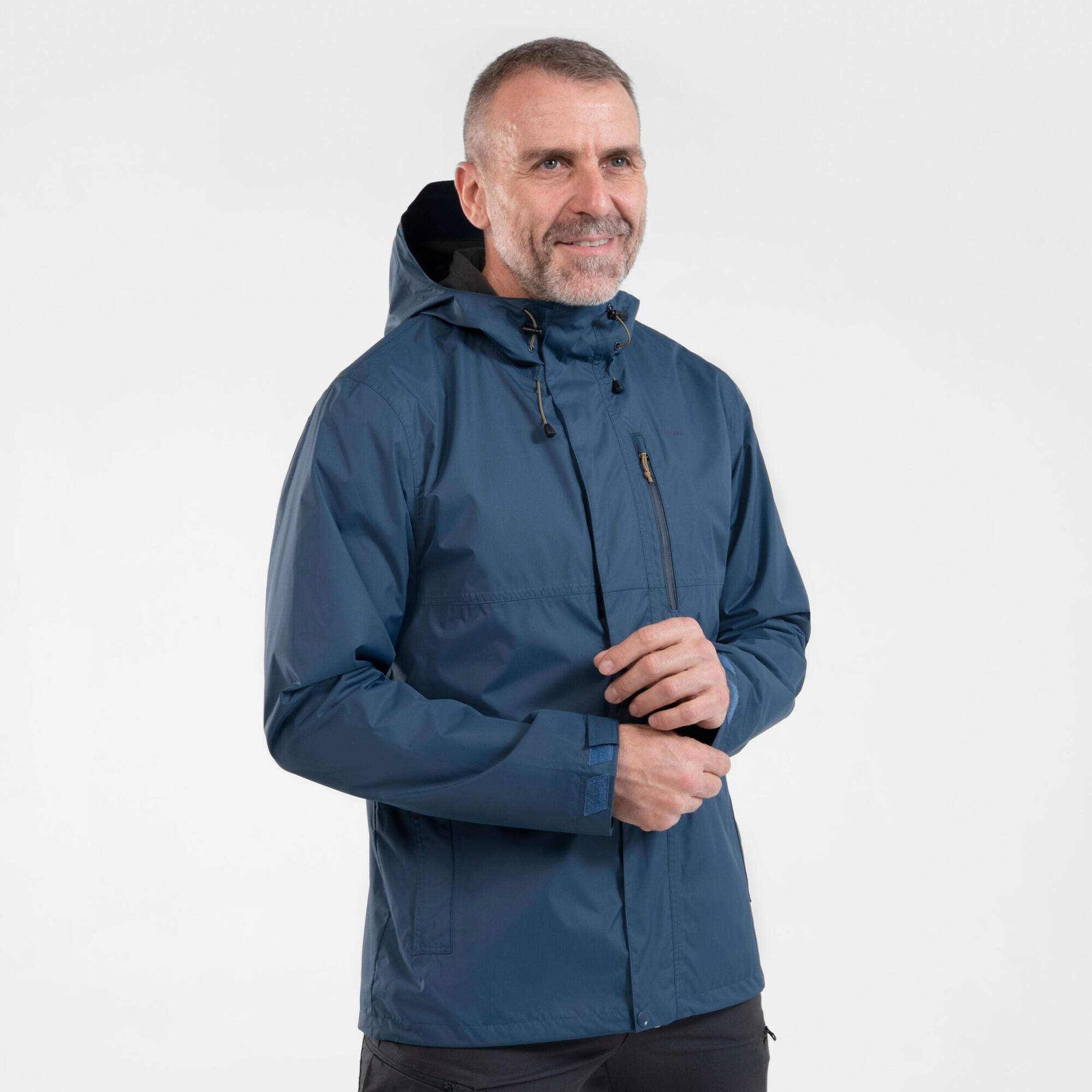 Quechua Men's NH500 Waterproof Rain Jacket - Lightweight Windproof Hiking Jacket for Outdoor Adventures & Travel