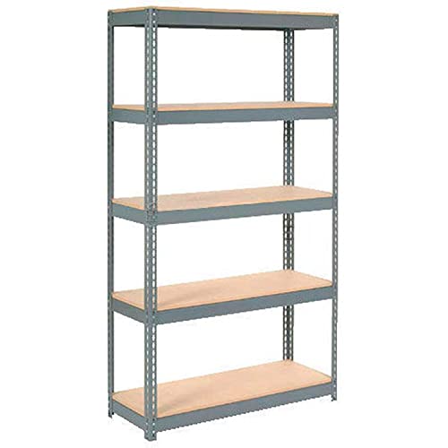 Heavy Duty Boltless Shelving Unit 48x24x60 Inches - 5-Tier Industrial Storage Rack with Wood Shelves for Warehouse, Garage & Home Organization