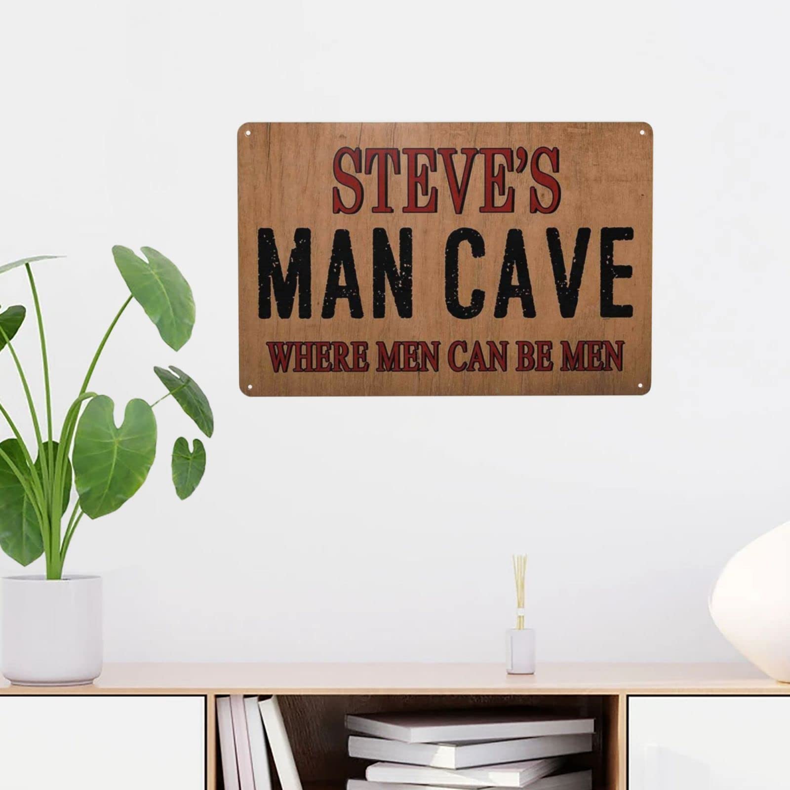 Custom Personalized Man Cave Sign - Where Men Can Be Men - Engraved Wood & Metal Wall Art Decor - Unique Gift for Dad, Husband, Boyfriend - Perfect for Home Bar, Garage, Game Room & Man Cave Decor