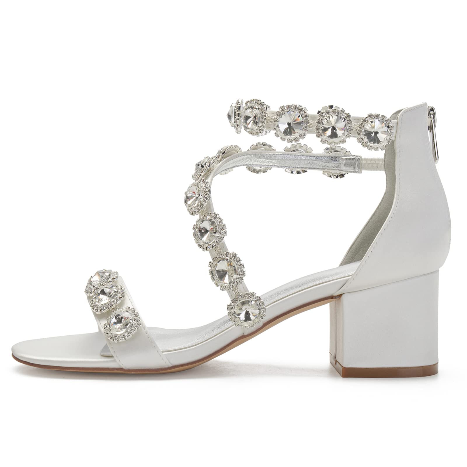 Ivory Satin Open Toe Wedding Shoes for Bride - 2.16