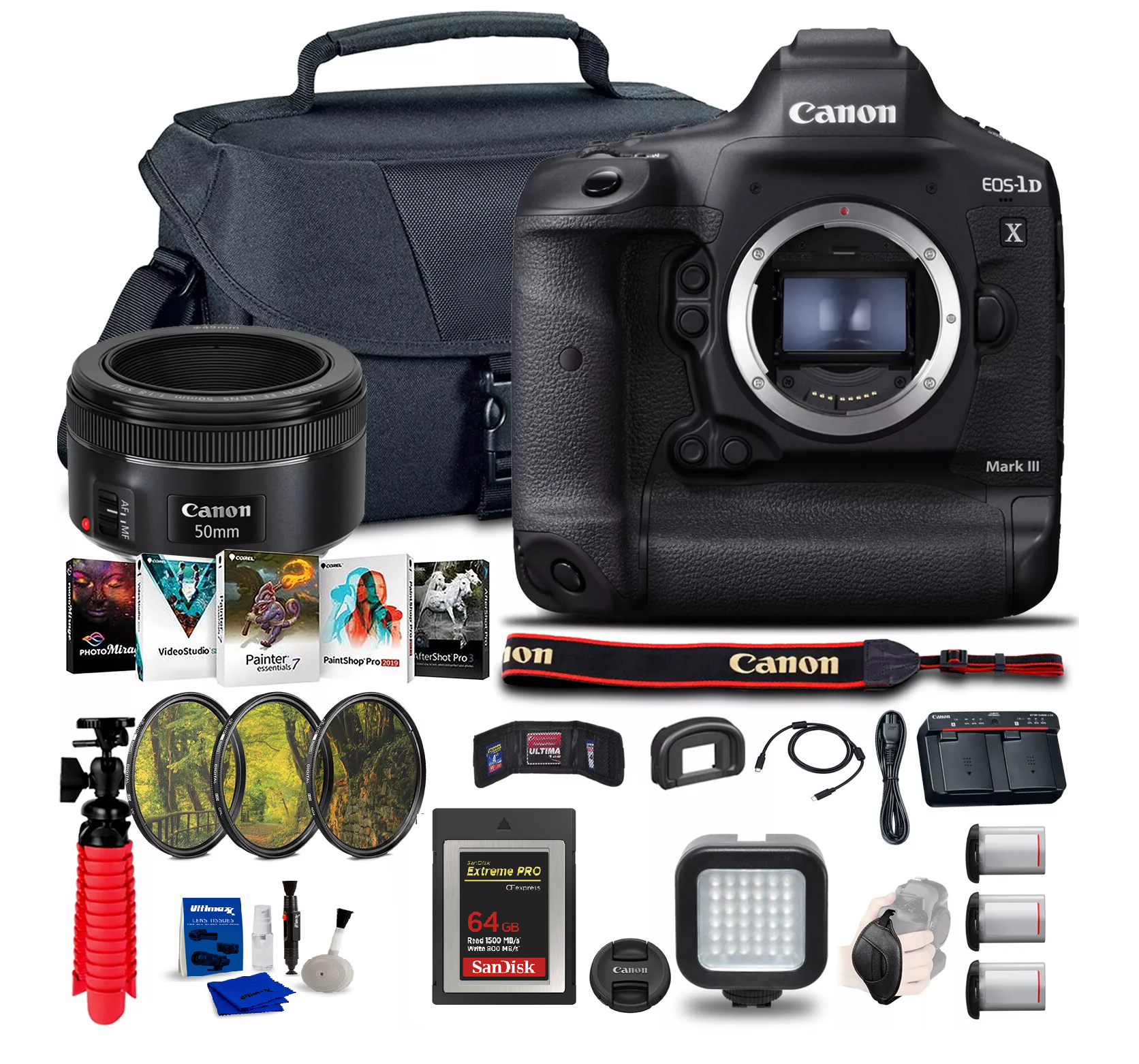 Canon EOS 1D X Mark III Professional DSLR Camera Bundle with 128GB Memory Card, Tripod & Accessories - Perfect for Sports, Wildlife & Wedding Photography