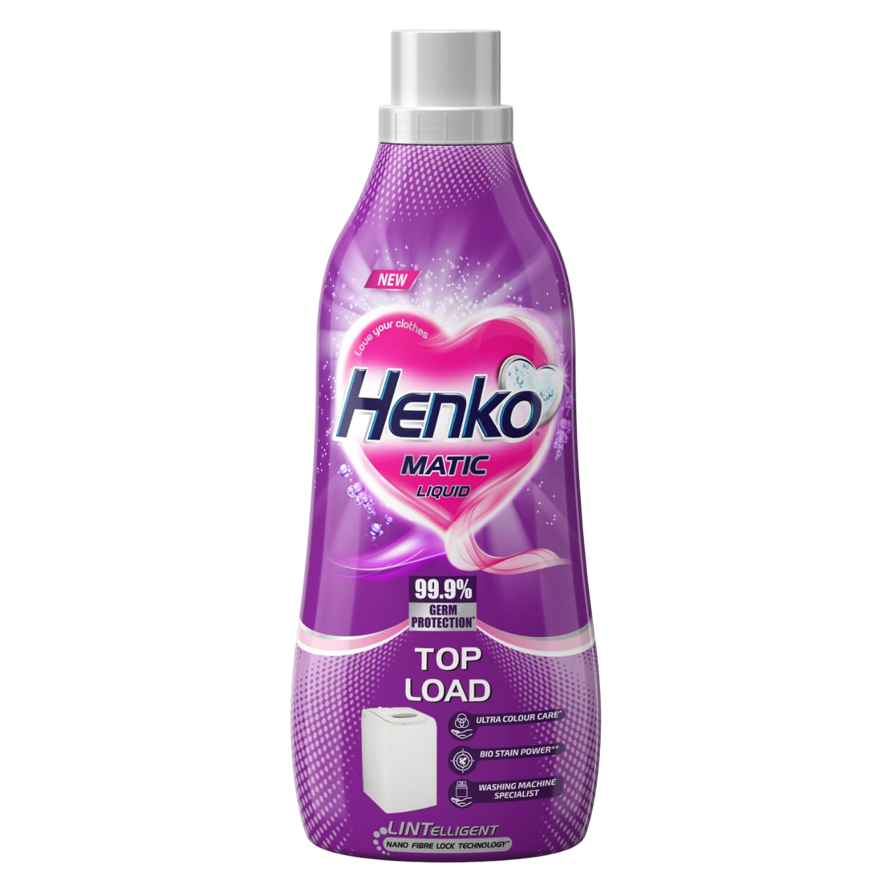 Henko Matic Top Load Liquid Laundry Detergent - 1L with Nano Fiber Lock Technology | 99.9% Germ Protection | Bio Stain Remover | Color Safe Formula for Bright & Long-Lasting Clothes | Ideal for Top-Loading Washing Machines, Family Laundry & Tough Stain Removal