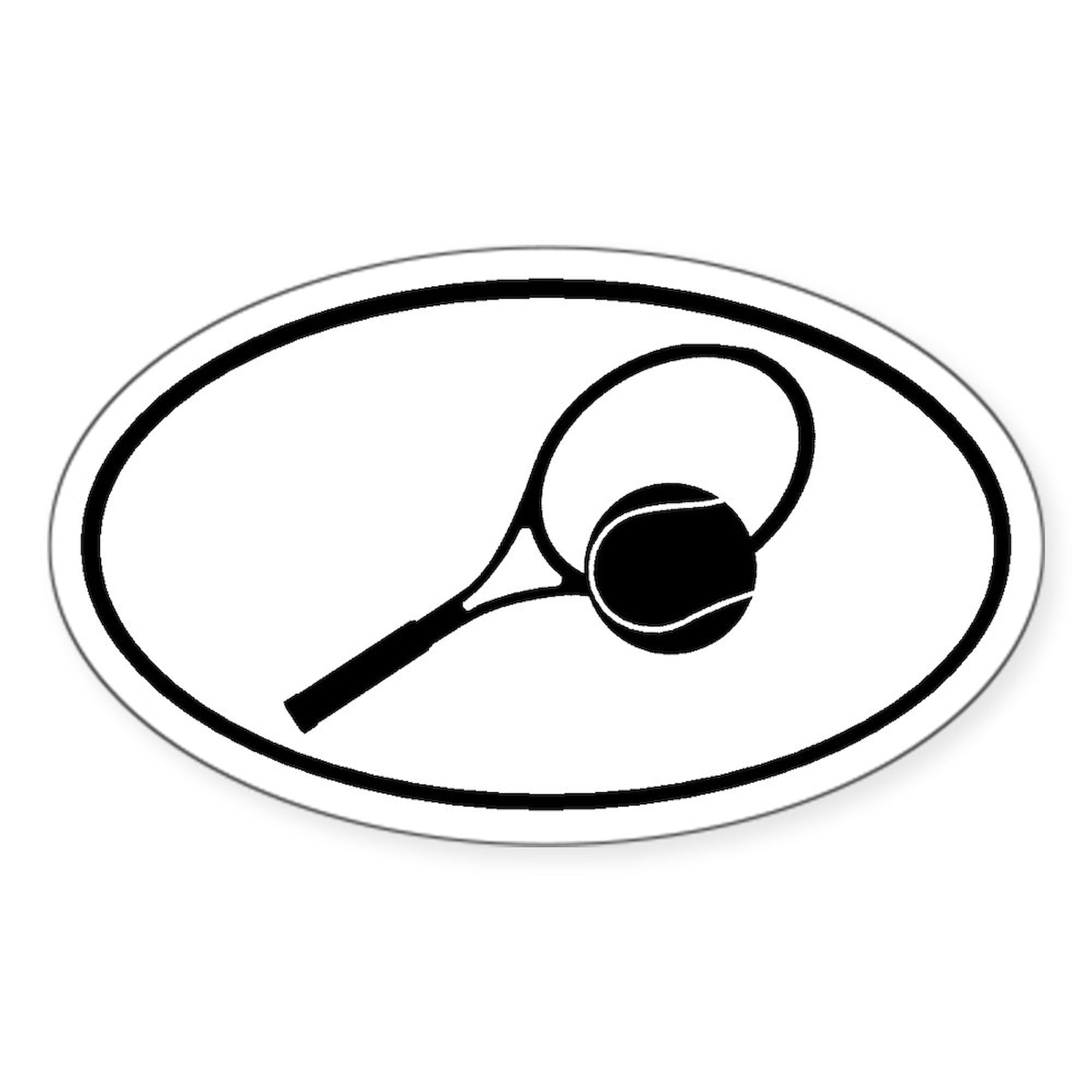 Tennis Racket and Ball Oval Sticker - Waterproof Vinyl Decal for Cars, Laptops, Windows | Perfect for Tennis Lovers, Sports Fans & Vehicle Decoration