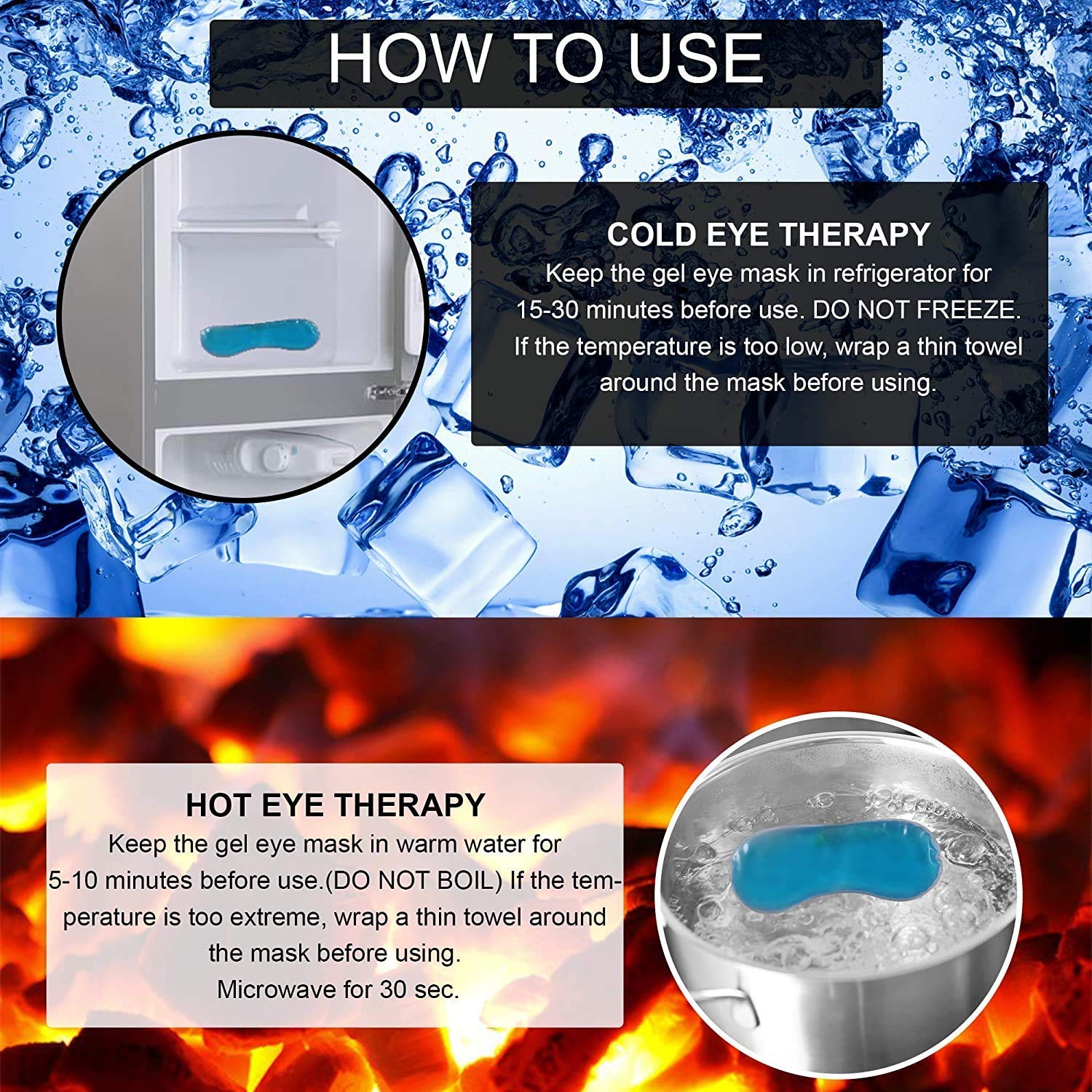 Cooling Gel Eye Mask for Dark Circles & Puffiness Relief - Hot & Cold Therapy for Stress, Migraine & Sleep - Revitalizing Skin Care Gift for Men & Women - Perfect for Travel, Work Breaks & Nighttime Relaxation