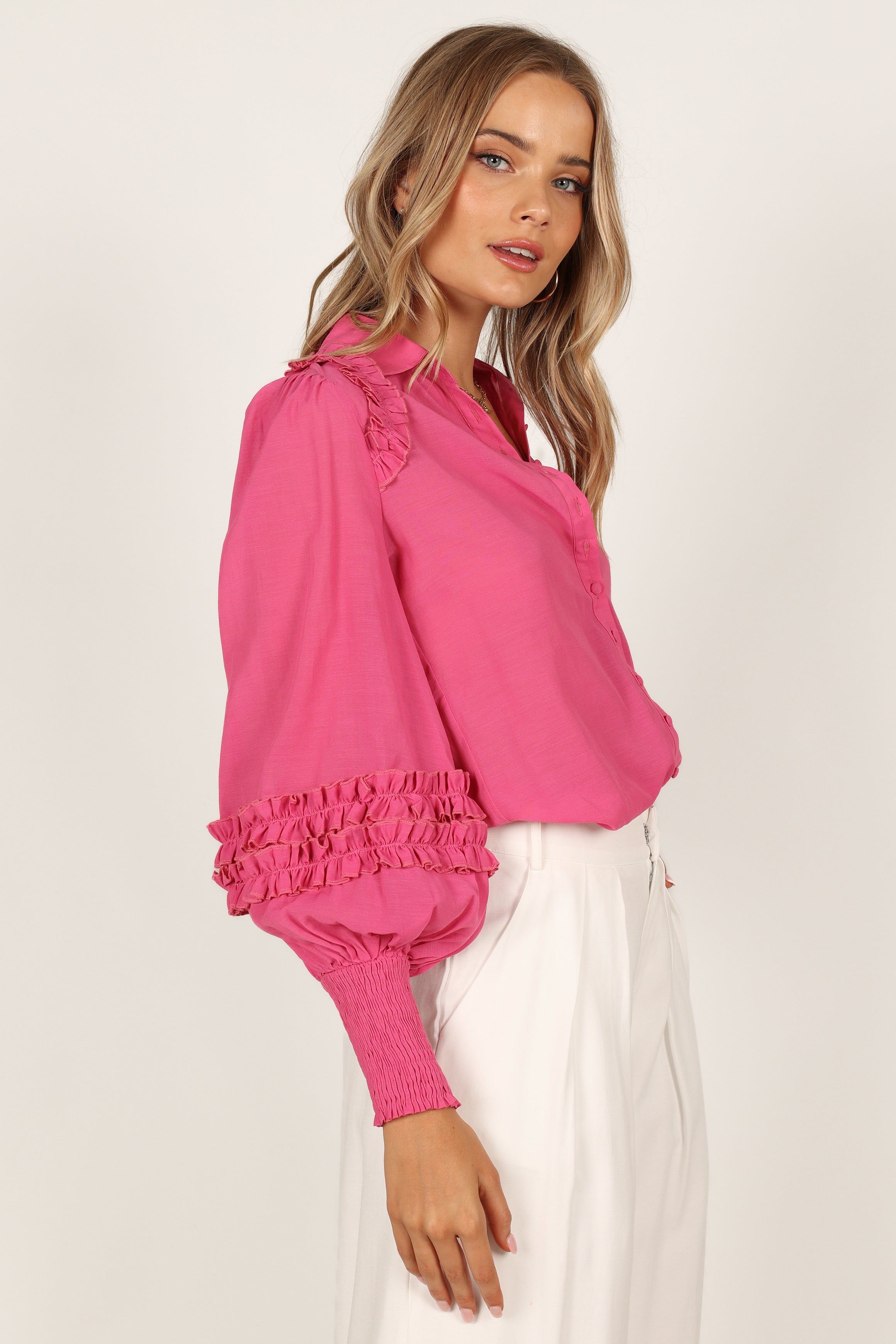 Bettina Shirt Fuchsia - Stylish Women's Blouse for Work & Casual Wear | Trendy Office & Everyday Outfit
