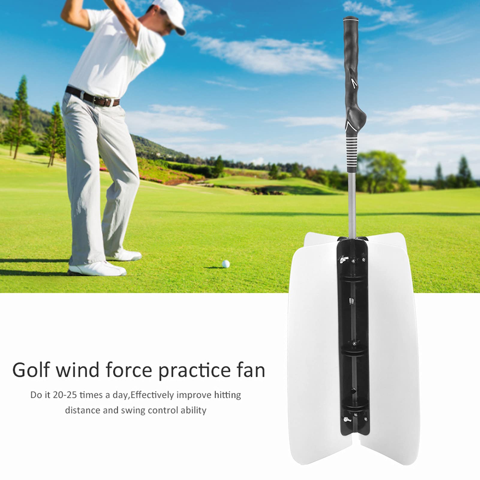 Golf Swing Trainer with Weighted Resistance & Non-Slip Grip - Power Golf Training Aid for Improved Swing Mechanics | Perfect for Driving Range Practice & Backyard Drills
