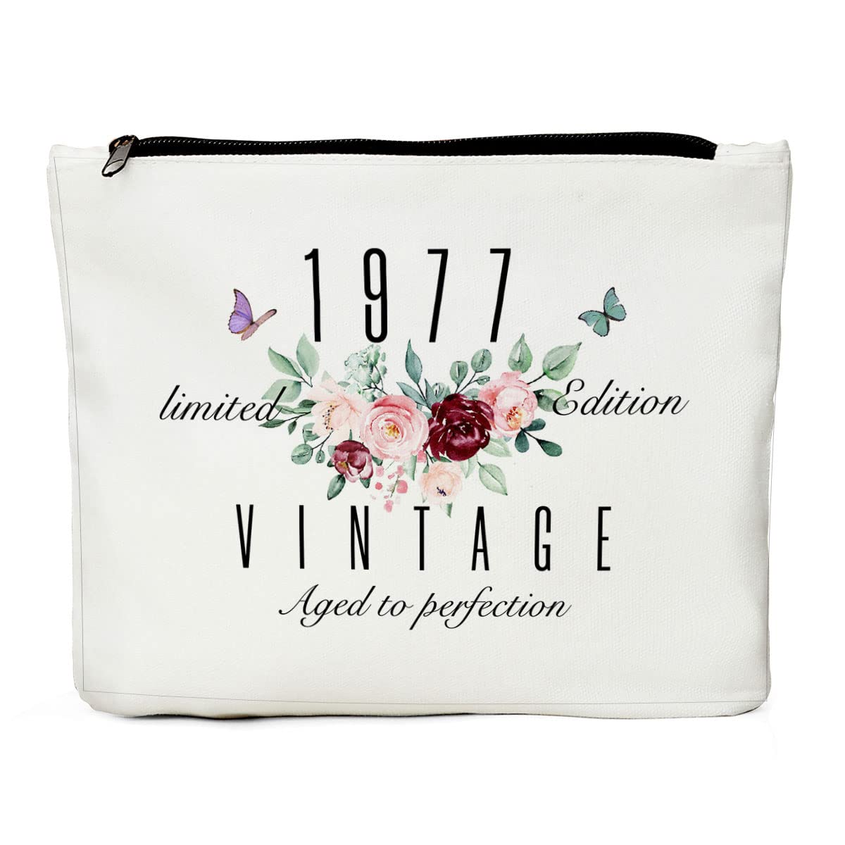 45th Birthday Gifts for Women - 1977 Limited Edition Makeup Bag | Unique Birthday Present for Mom, Wife, Friends, Coworker, Aunt & Boss | Perfect for Travel, Daily Makeup Storage & Special Occasion Gifting