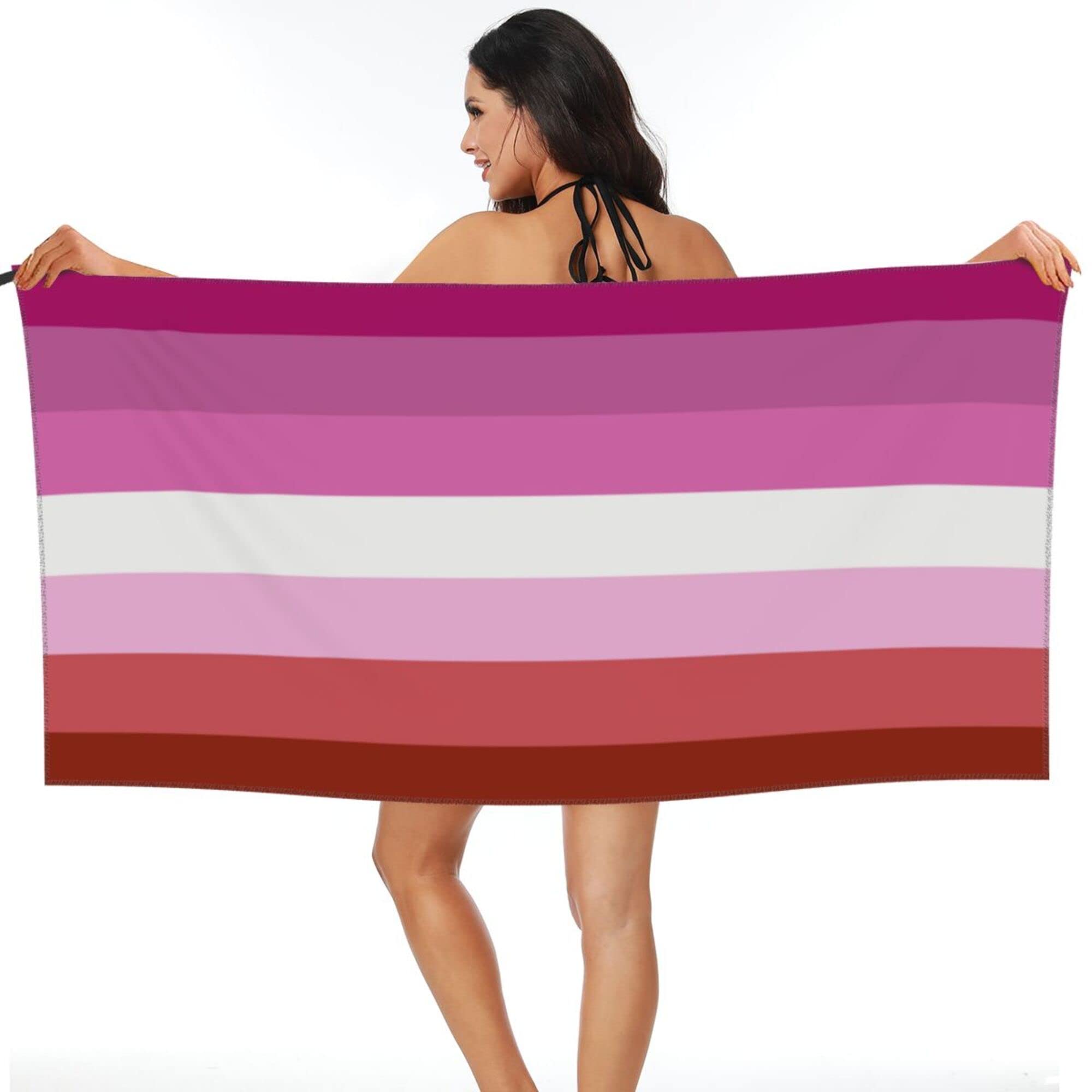 Lesbian Pride Flag Beach Towel - Sand Free, Quick Dry, Lightweight for Pool, Bath, Travel, Camping & Yoga - Perfect for LGBTQ+ Beach Parties, Pride Events & Outdoor Adventures