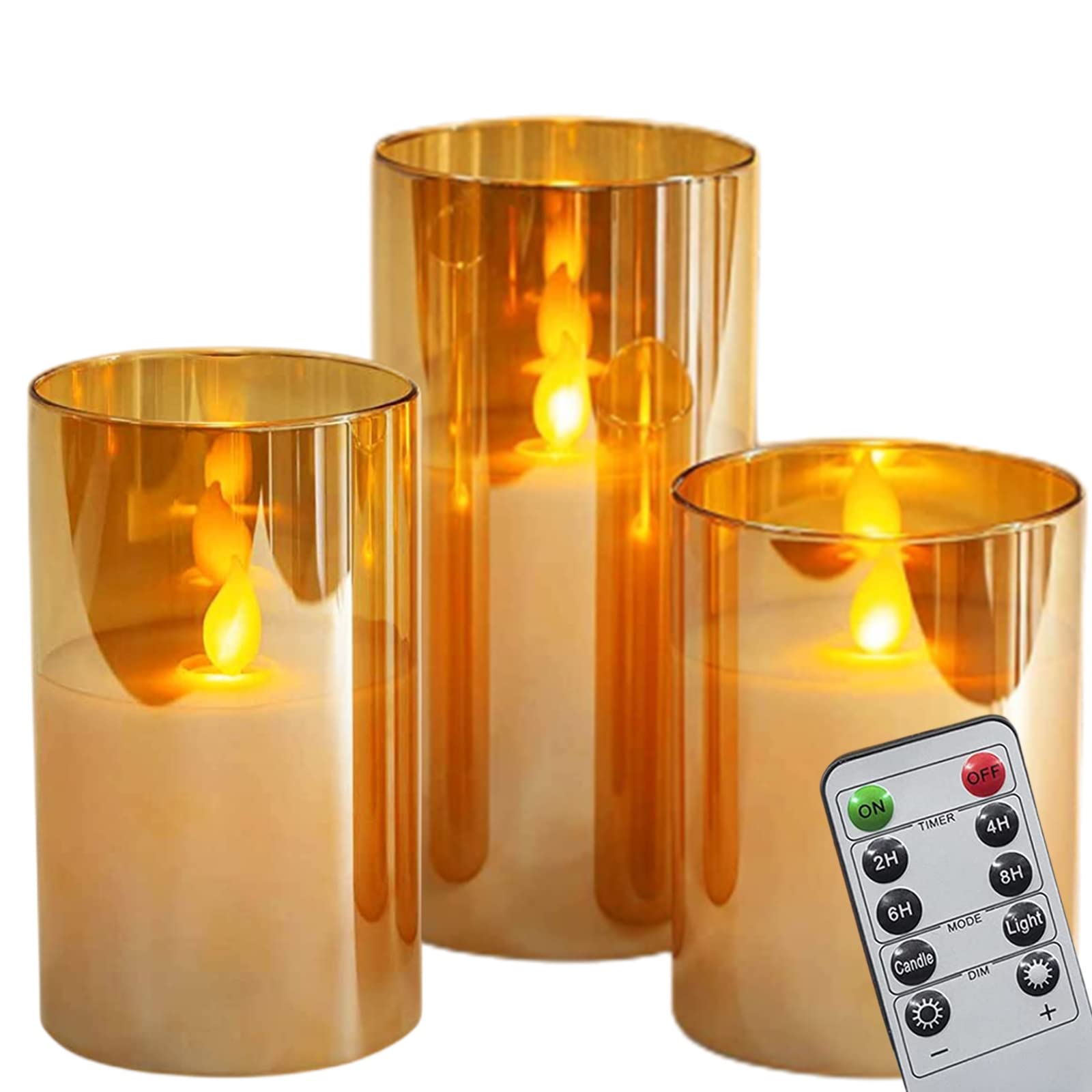 Flameless LED Candles with Remote & Timer - Battery Operated Pillar Candles for Home Decor, Weddings, Christmas, Parties - Romantic Ambiance & Safe Lighting (Gold)
