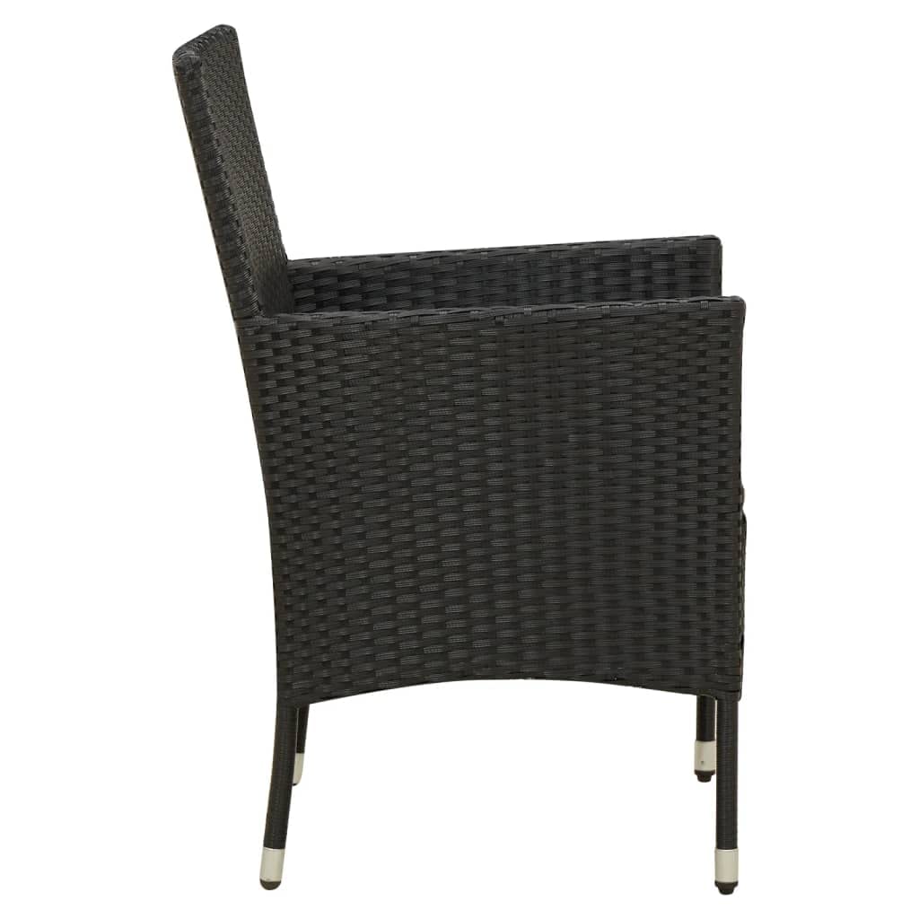 **Outdoor Rattan Patio Chairs Set of 2 with Cushions - Black Poly Rattan Garden Furniture for Yard, Backyard, Lawn, Porch, Poolside & Balcony - Perfect for Relaxing, Lounging & Entertaining**