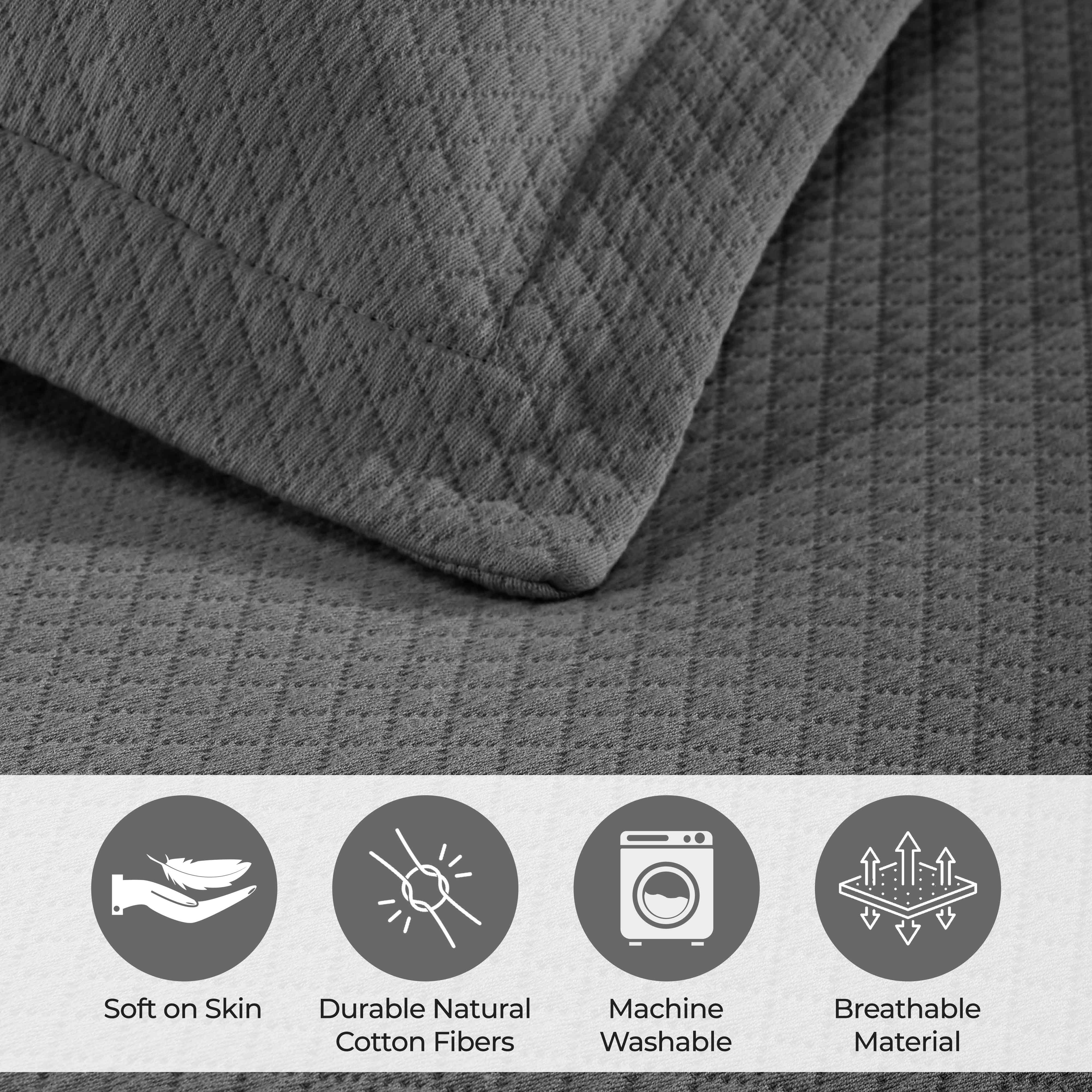 Luxury Jacquard Matelassé Cotton Diamond Solitaire Bedspread Set - Queen Size Bedding Coverlet for Master Bedroom, Guest Room & Hotel Decor