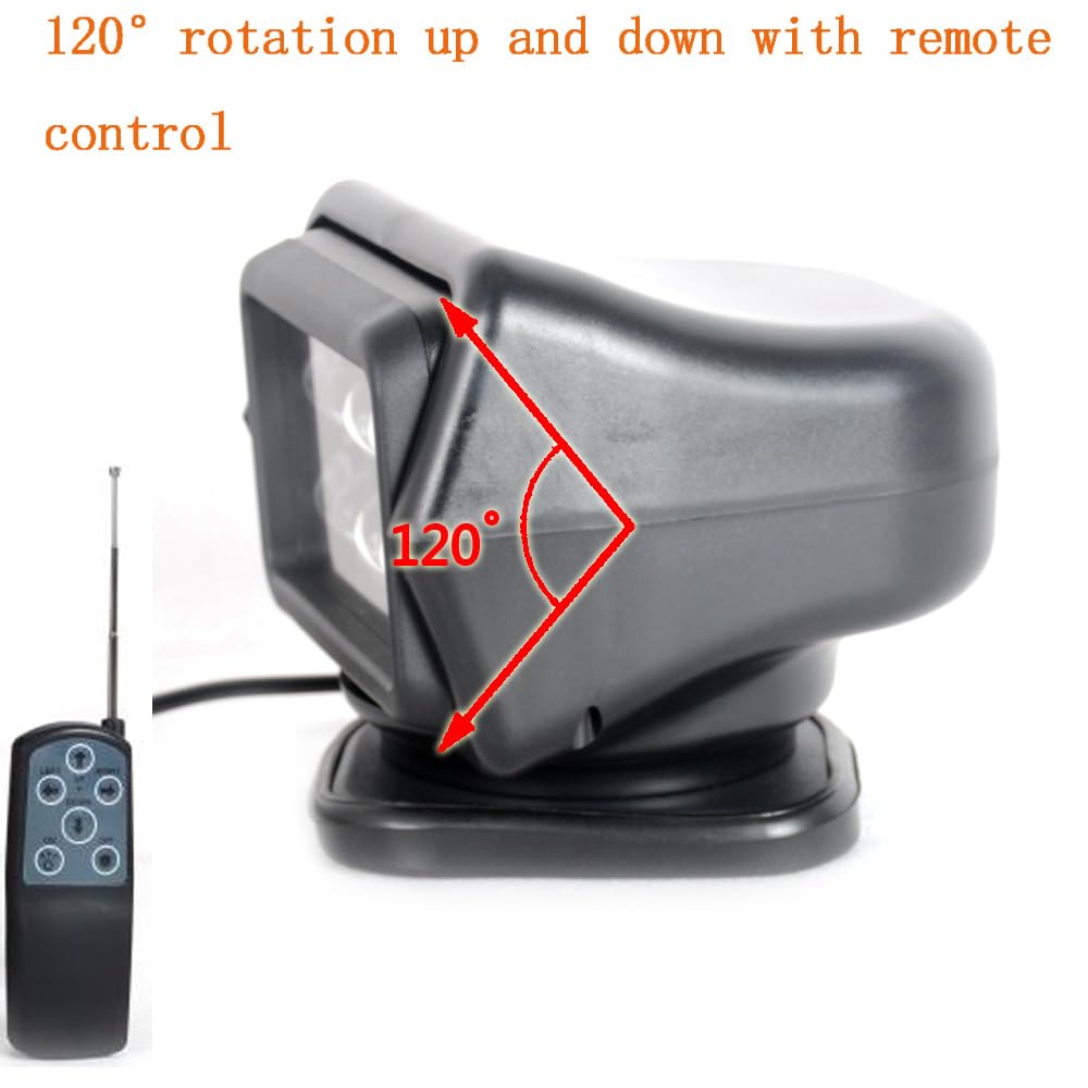 7 Inch 60W 360° Rotating LED Work Light with Remote Control - 9-32V Waterproof Flood Light for Offroad, SUV, ATV, 4WD Truck & Boat - Perfect for Driving, Fog Lights & Emergency Lighting
