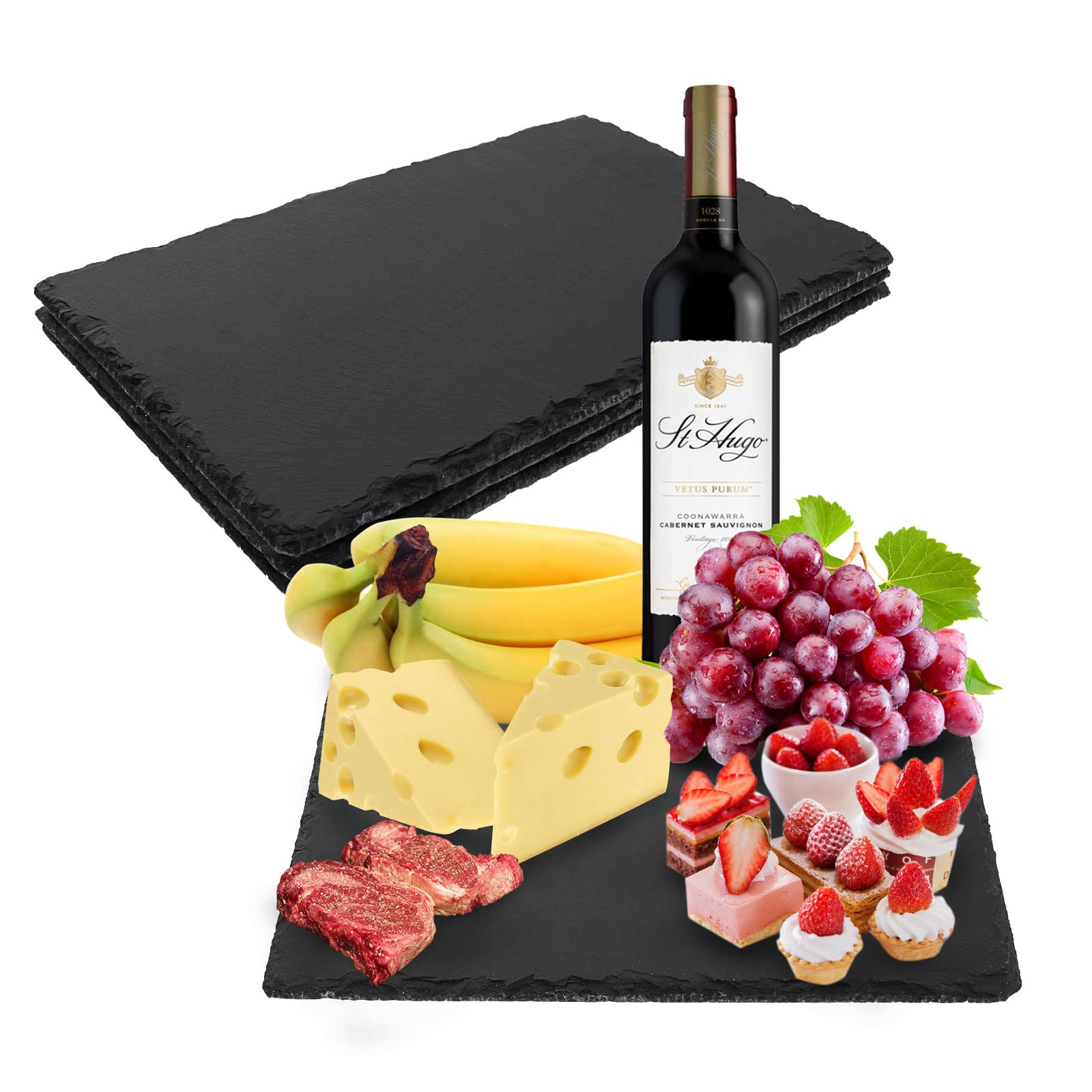 ZOEYES 4-Piece Black Slate Cheese Board Set - 8