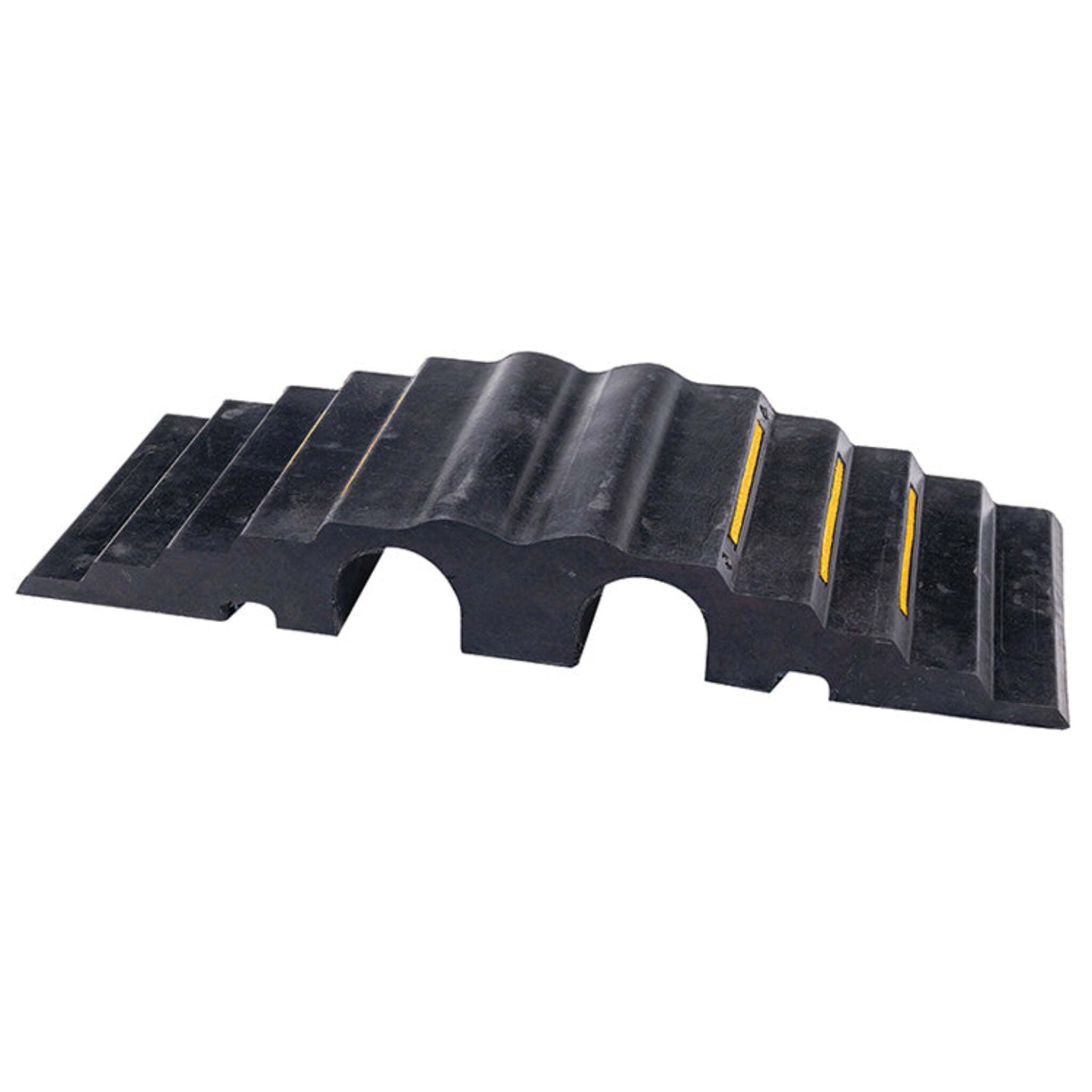 2 Channel Drop Over Hose & Cable Bridge - Heavy Duty Recycled Rubber, High Visibility Non-Slip Surface for Easy Installation | Protects Hoses/Cables in High Traffic Areas | Ideal for Warehouses, Construction Sites & Outdoor Events