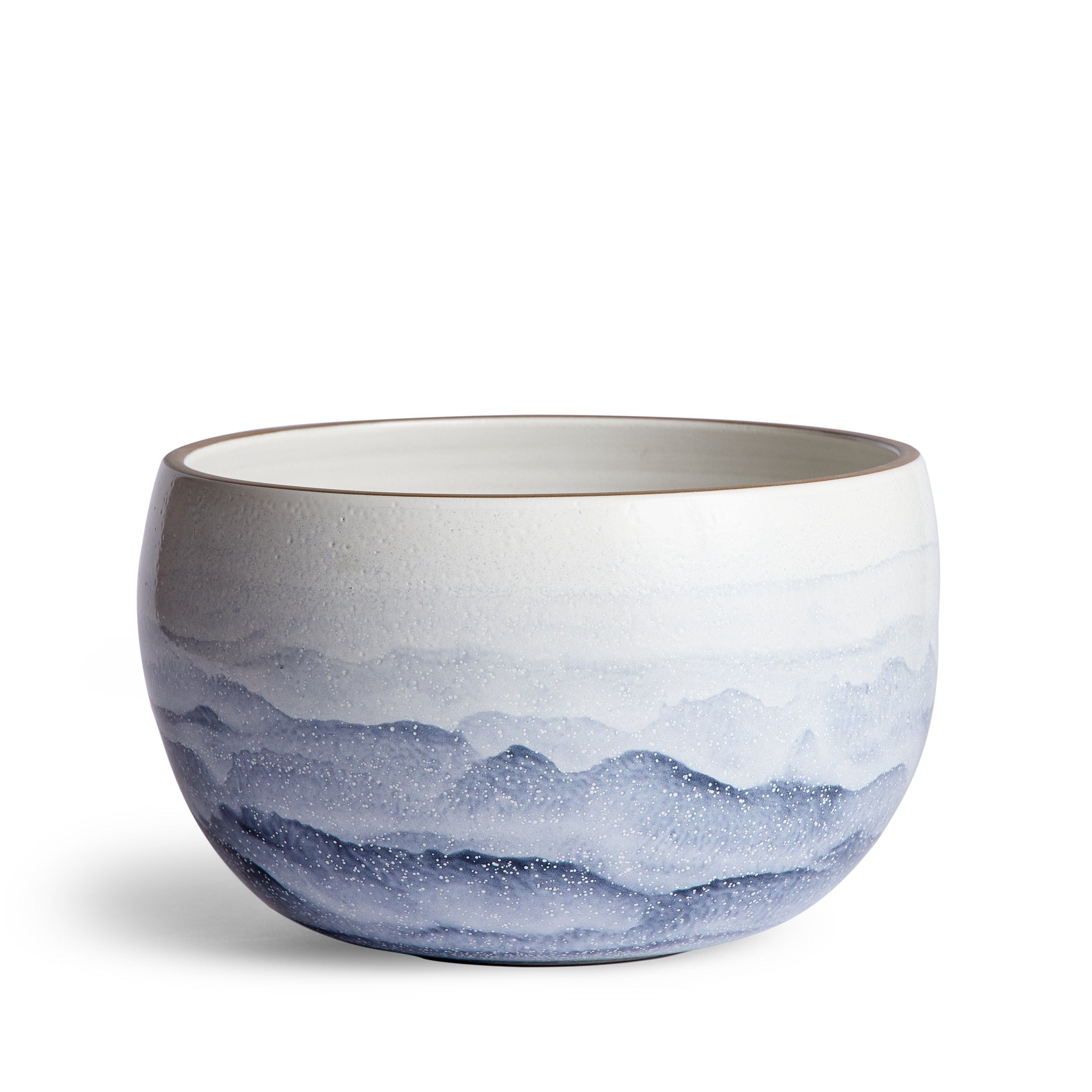 John's Midnight & Opaque White Watercolor Bowl - Premium Ceramic Serving Bowl for Soups, Salads, and Decorative Tableware