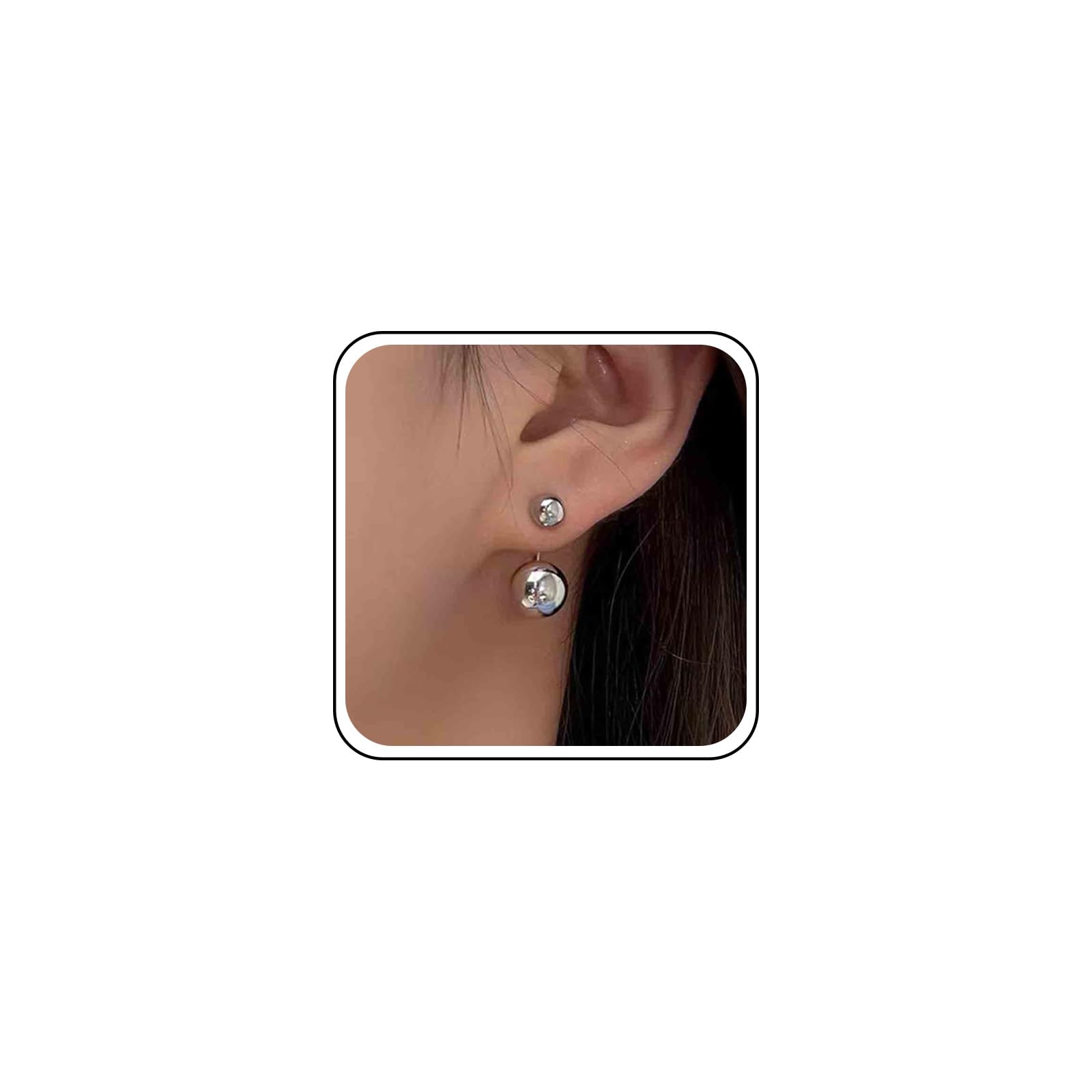 Vintage Silver Double Ball Earrings - Boho Geometric Stud Earrings for Women | Front & Back Design | Perfect for Casual Wear, Parties & Gifts