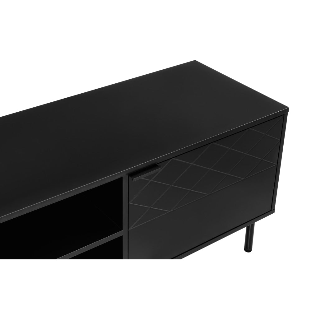 Christian Lowline 160cm Black TV Stand Entertainment Unit with Storage Cabinet - Perfect for Living Room, Bedroom & Home Theater Setup