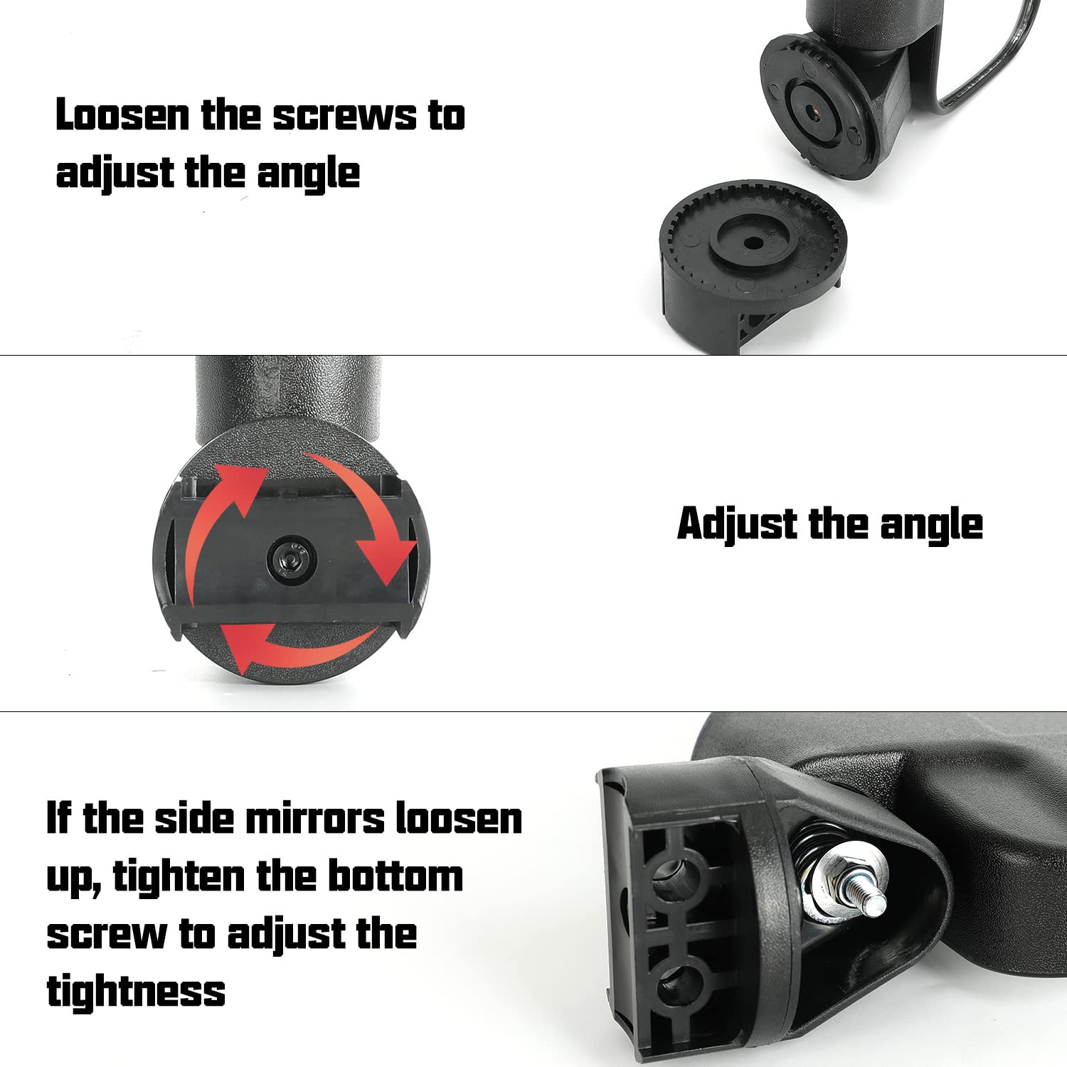 SUNPIE UTV Side View Mirrors - Compatible with Polaris Ranger 500 570 900 (2015-2024), Pro-Fit Cab Lock N Ride & Factory Cage Frame, Fits Round Roll Bar - 2 Pack Set for Enhanced Off-Road Visibility & Safety