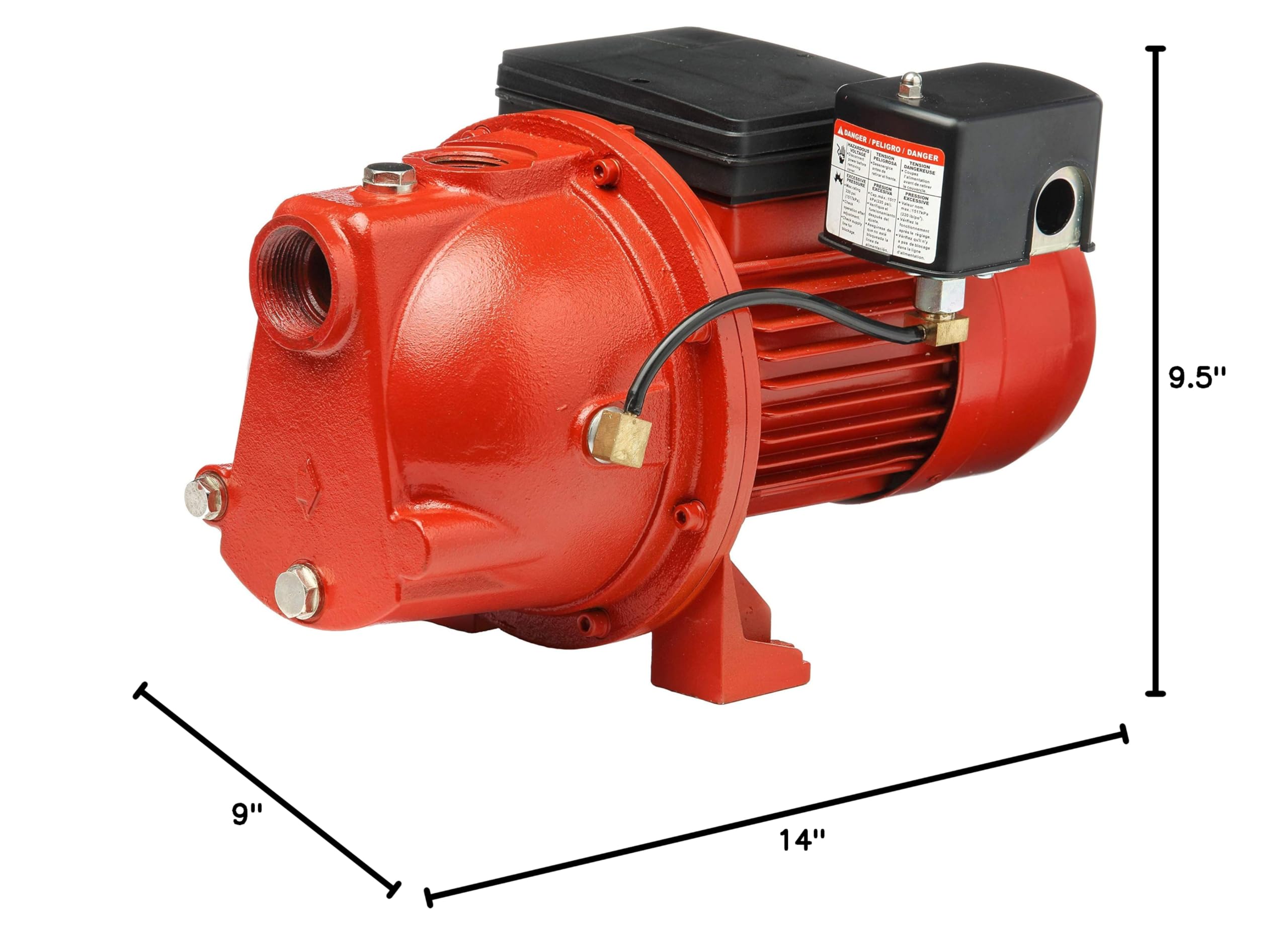 Red Lion RL-SWJ100 1 HP Cast Iron Shallow Well Jet Pump - 17 GPM, Dual Voltage (115V/230V) - Ideal for Home Water Supply, Irrigation & Farm Use - Model 97081001
