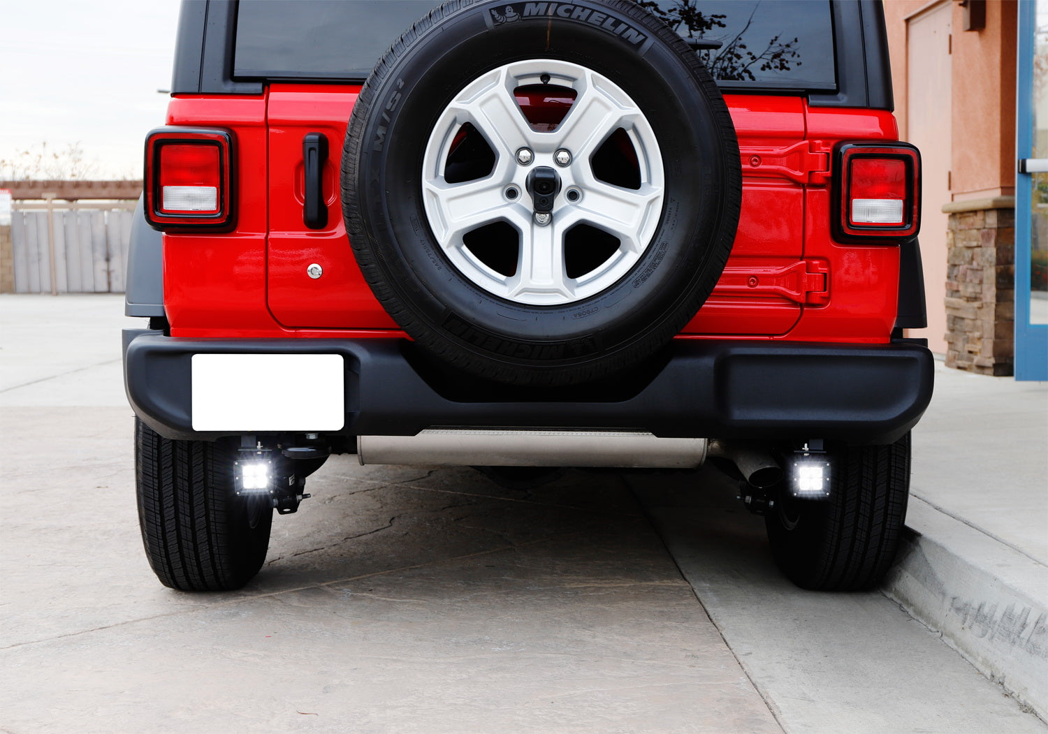 20W LED Pod Lights for Jeep Wrangler JL (2018+) - Dual 2x2 Off-Road Light Kit with Rear Bumper Mount & Wiring Harness - Perfect for Night Driving, Off-Roading & Trail Adventures