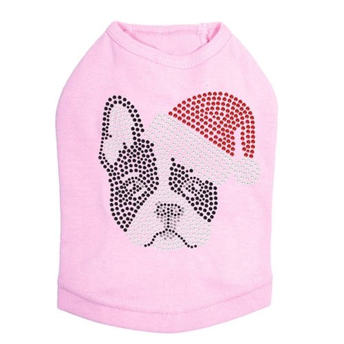 Boston Terrier Christmas Dog Tank Top with Santa Hat - Festive Holiday Pet Apparel for Dogs - Perfect for Christmas Photos & Holiday Parties