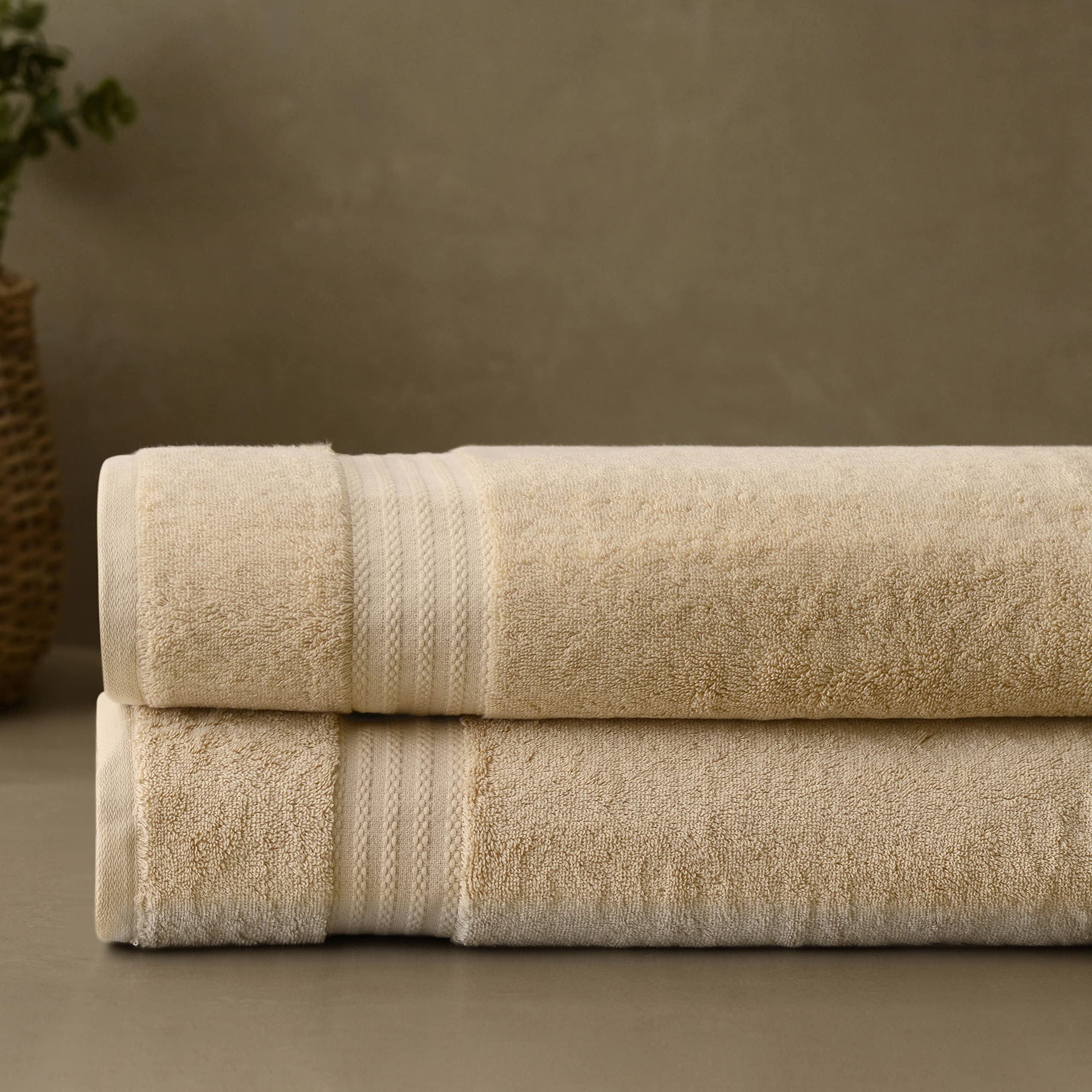 FABDREAMS 100% Organic Cotton Bath Towel Set of 2 | GOTS Certified 700 GSM Oversized Luxury Bath Sheets (36