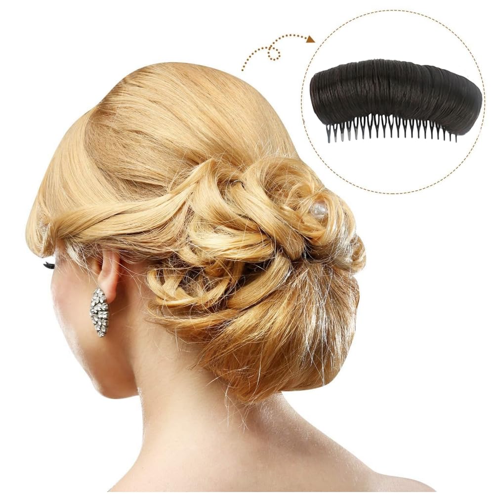 Bump It Up Hair Bun Clip - Invisible False Hair Base Set with Sponge Styling Insert & Comb | DIY Voluminous Hairstyle Accessories for Women & Girls | Perfect for Weddings, Parties & Everyday Styling