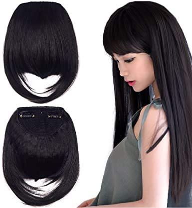 Verbier Clip-In Bangs Synthetic Hair Extensions for Women - Black One Piece Fringe | Instant Volume & Style for Everyday Wear, Cosplay & Special Occasions