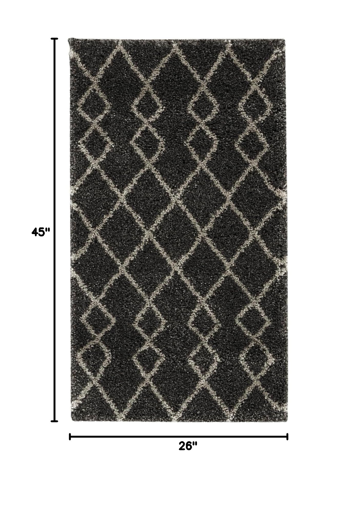 Nourison Geometric Shag Moroccan Charcoal 2'2
