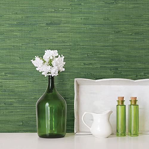 Fiber Green Grasscloth Wallpaper - 20.5 Inch Wide Abstract Modern Contemporary Design, Washable & Eco-Friendly - Perfect for Living Room, Bedroom, and Office Decor