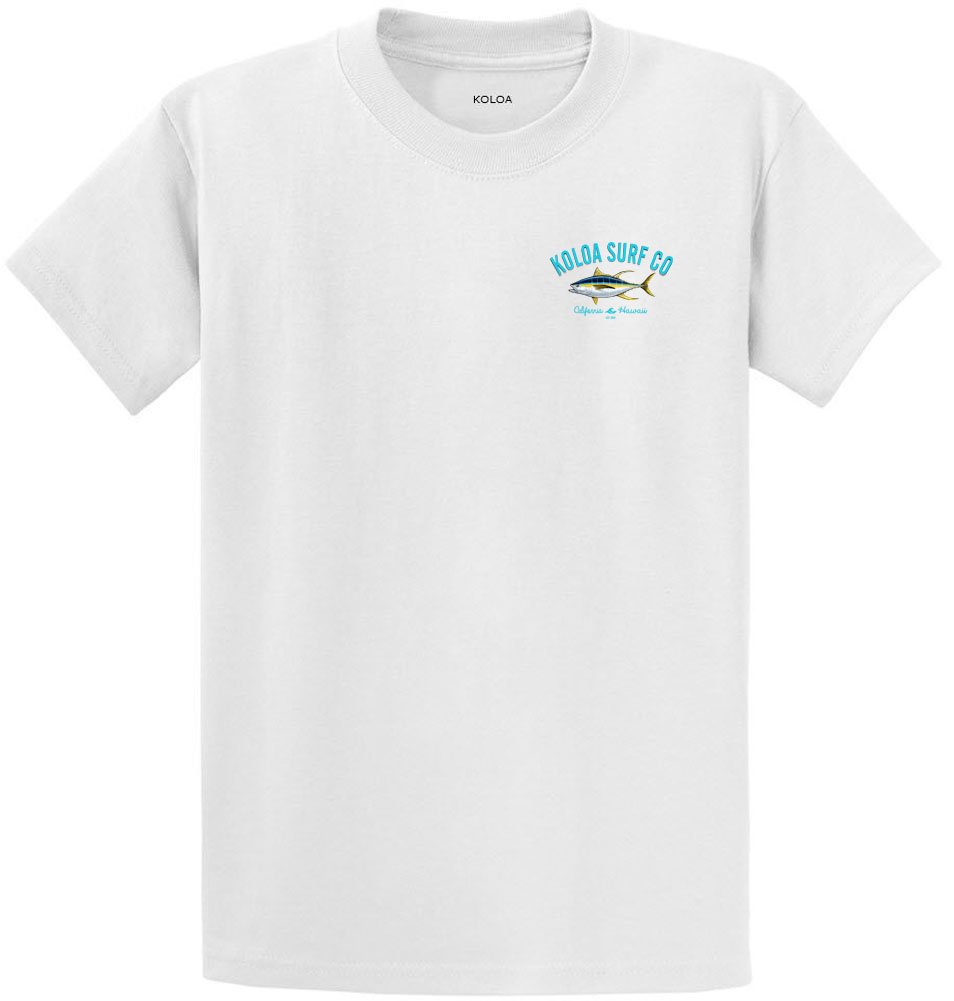 Koloa Surf Men's Yellowfin Tuna Logo Heavyweight T-Shirt - Regular, Big & Tall Sizes - Perfect for Surfing, Beach Outings & Casual Wear