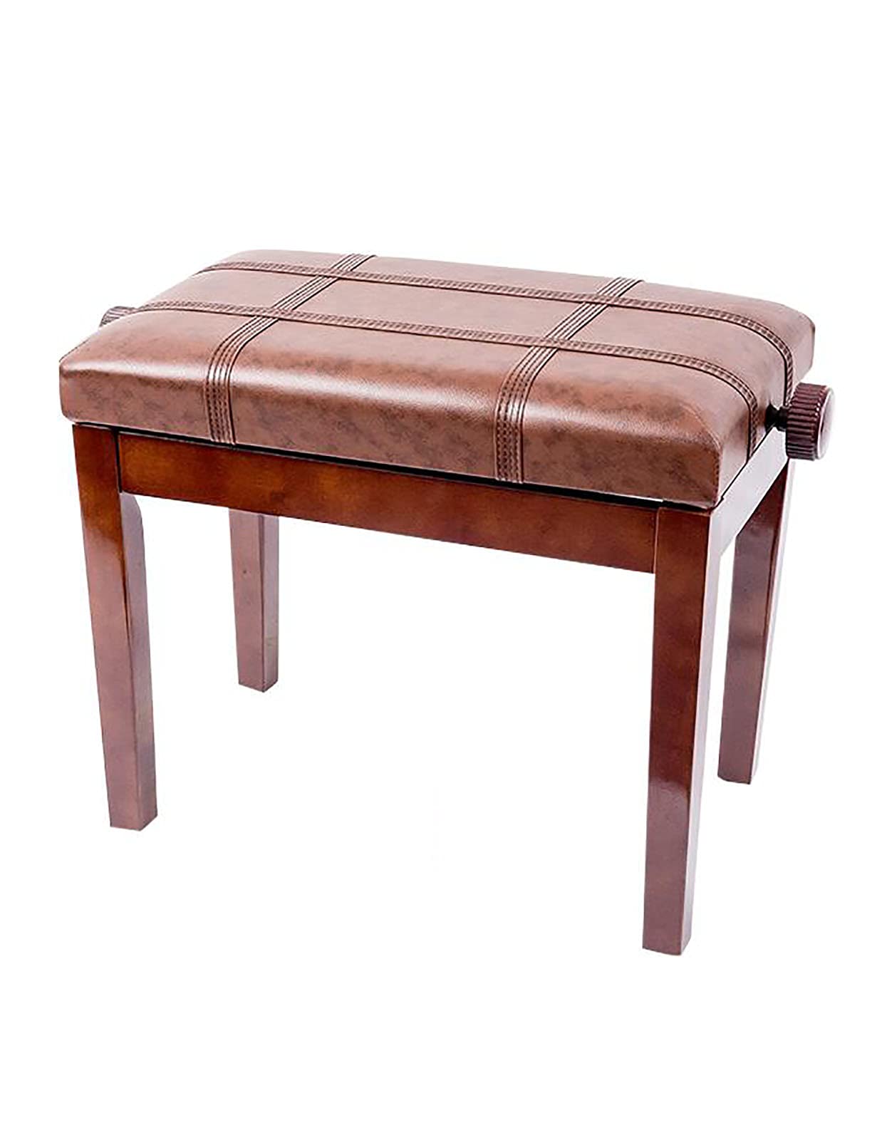 Adjustable Height Piano Bench with Breathable Waterproof Leather Cushion - 55 x 34 x 47-57cm Teak Brown Stool for Home, Studio & Concert Use - Perfect for Pianists, Teachers & Music Lovers