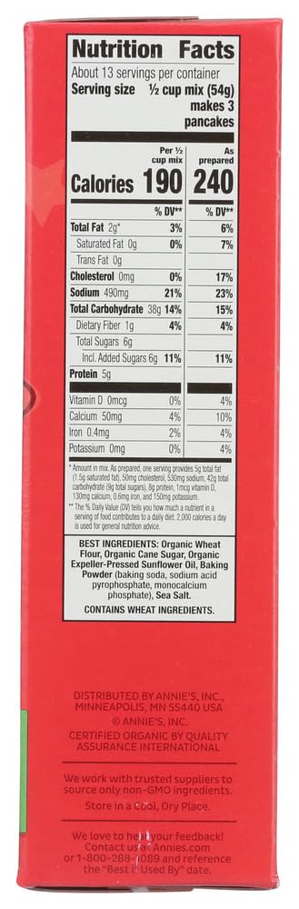 Annie's Organic Pancake & Waffle Mix - 36 Pack | Non-GMO, Whole Grain Breakfast Mix for Fluffy Pancakes & Crispy Waffles | Perfect for Family Breakfast, Brunch & Camping Trips
