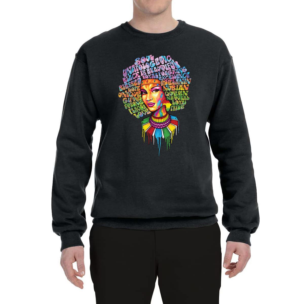 Wild Bobby Words of Character Strong Black Woman Black Pride Unisex Crewneck Graphic Sweatshirt | Empowering Black Pride Apparel for Women & Men | Perfect for Casual Wear, Street Style & Social Justice Events