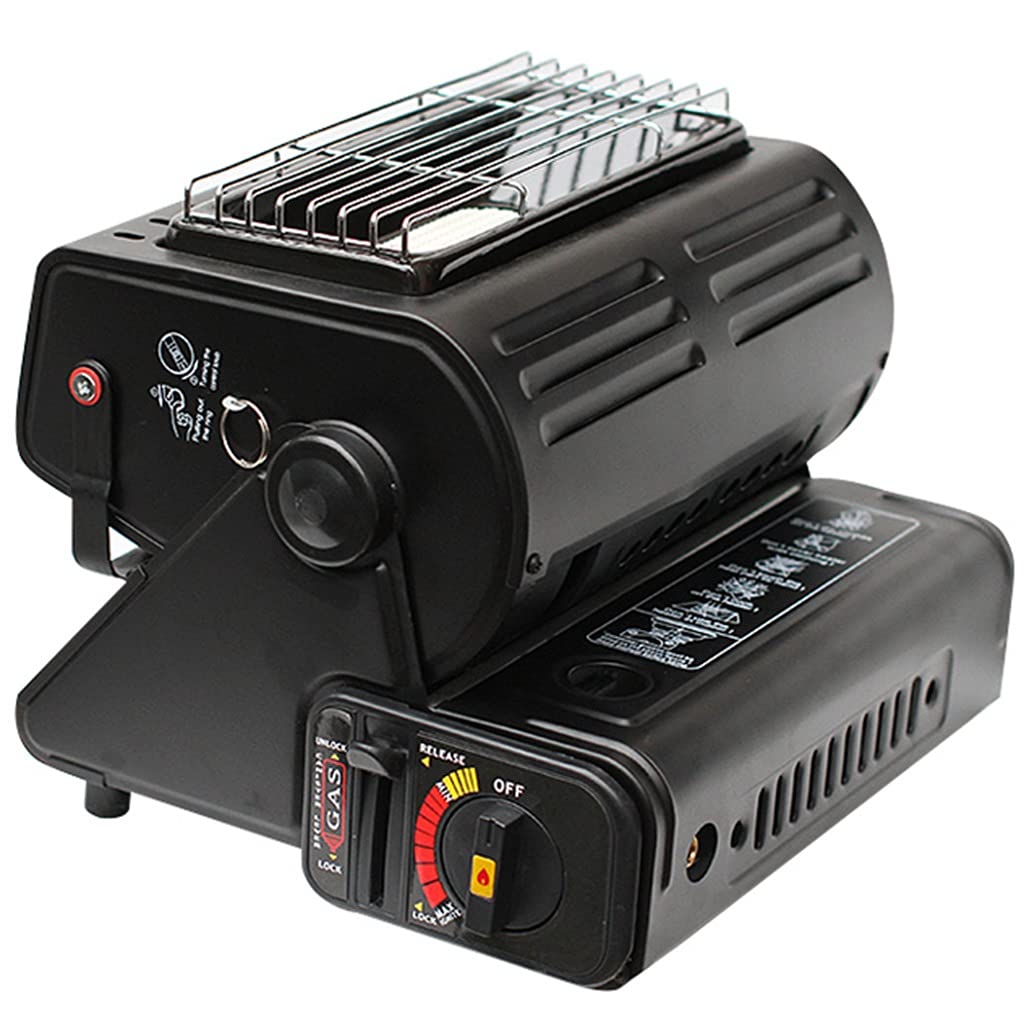 Portable Dual Gas Heater for Indoor & Outdoor Use - Camping Tent, Patio, Ice Fishing, Car Heating - Black 26x24x20cm Liquefied Gas Stove | Perfect for Backyard, Garage & Winter Adventures