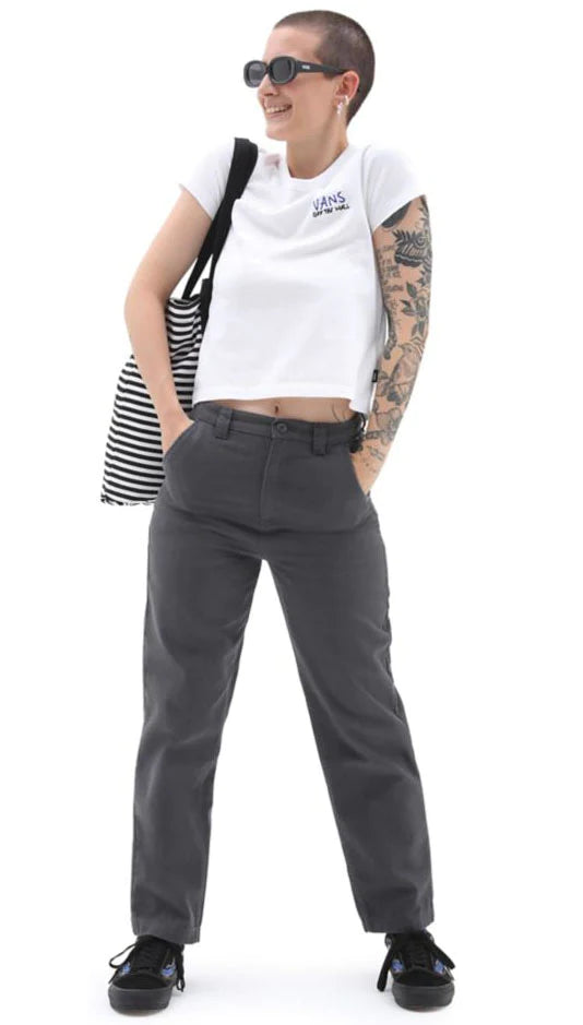 Vans Women's Breana Geering Skate Wide Leg Pants - Asphalt Black - Comfortable & Durable Skateboarding Pants for Casual Wear & Street Fashion