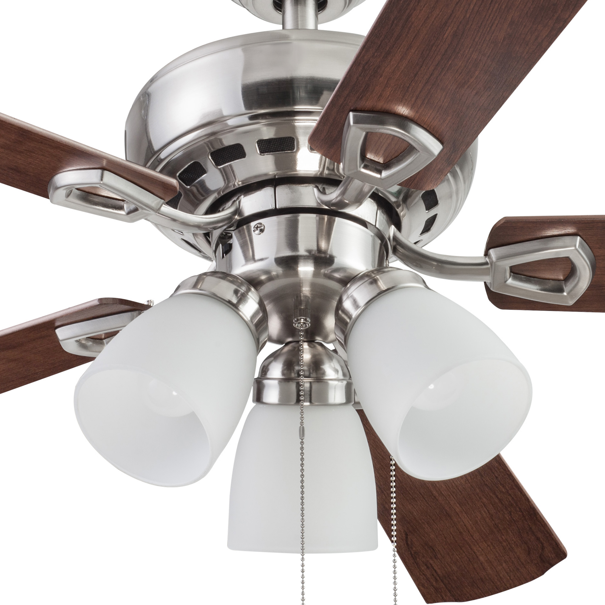 44 Inch Miller Park Brushed Nickel Ceiling Fan with Pull Chain - Perfect for Living Room, Bedroom, and Outdoor Patio Cooling
