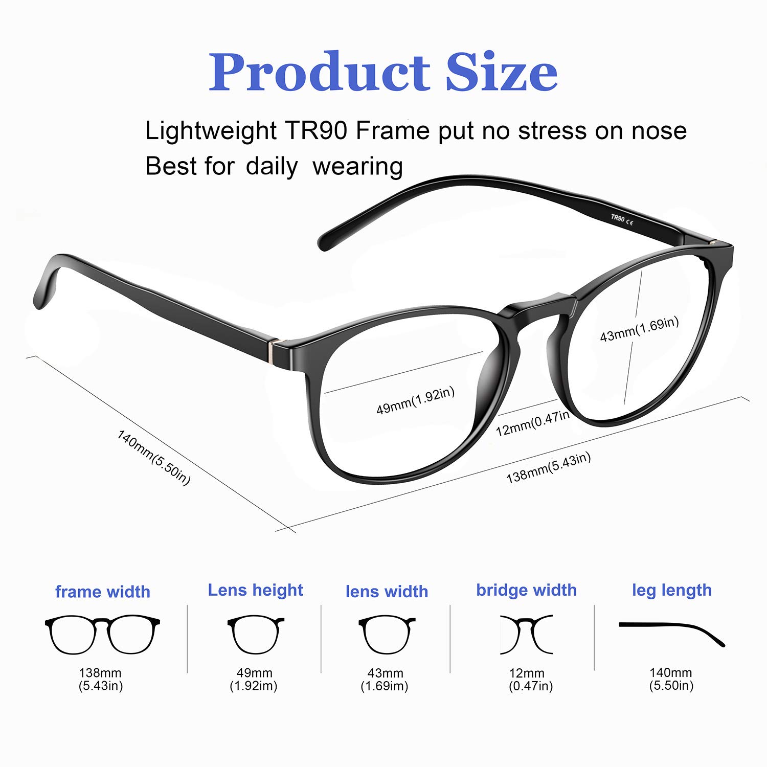 Blue Light Blocking Glasses for Women & Men - Anti Eyestrain Computer Glasses, Lightweight Gaming Glasses with UV Protection (2 Pack) - Perfect for Office Work, Online Classes & Nighttime Screen Use