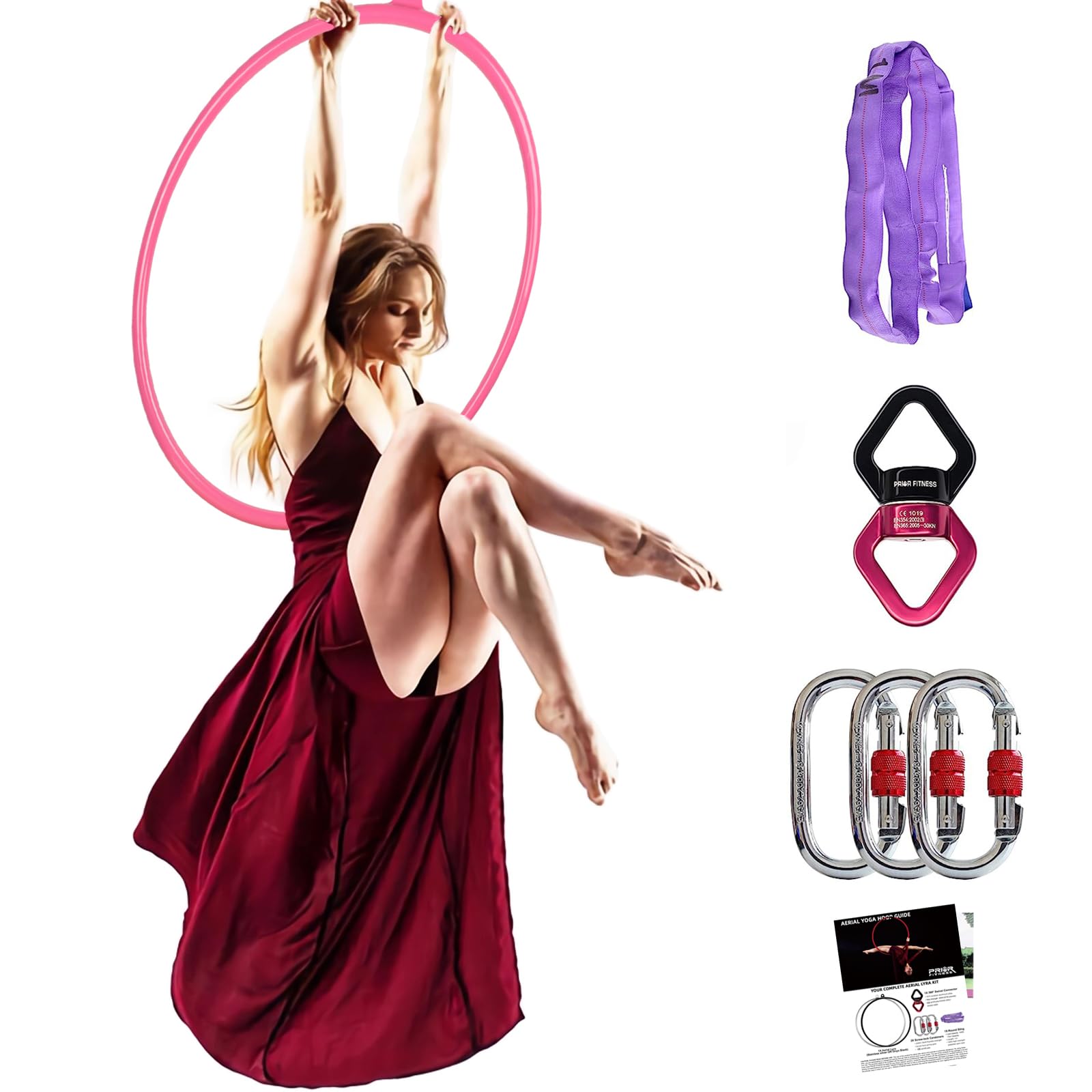 **PRIOR FITNESS Aerial Hoop Set – Professional Circus Lyra Hoop Kit with Complete Rigging Hardware for Home, Yoga & Dance | Acrobatics Equipment for Indoor & Outdoor Fitness Training**