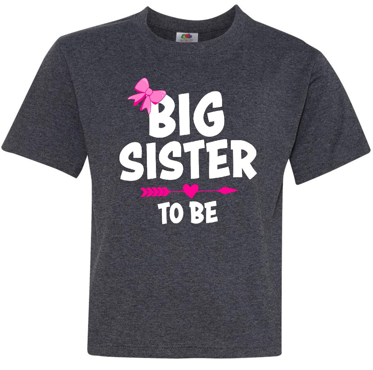 Inktastic Big Sister to Be with Bow and Arrow Youth T-Shirt - Cute Pregnancy Announcement Gift for Future Big Sisters - Perfect for Gender Reveals, Baby Showers & Sibling Bonding
