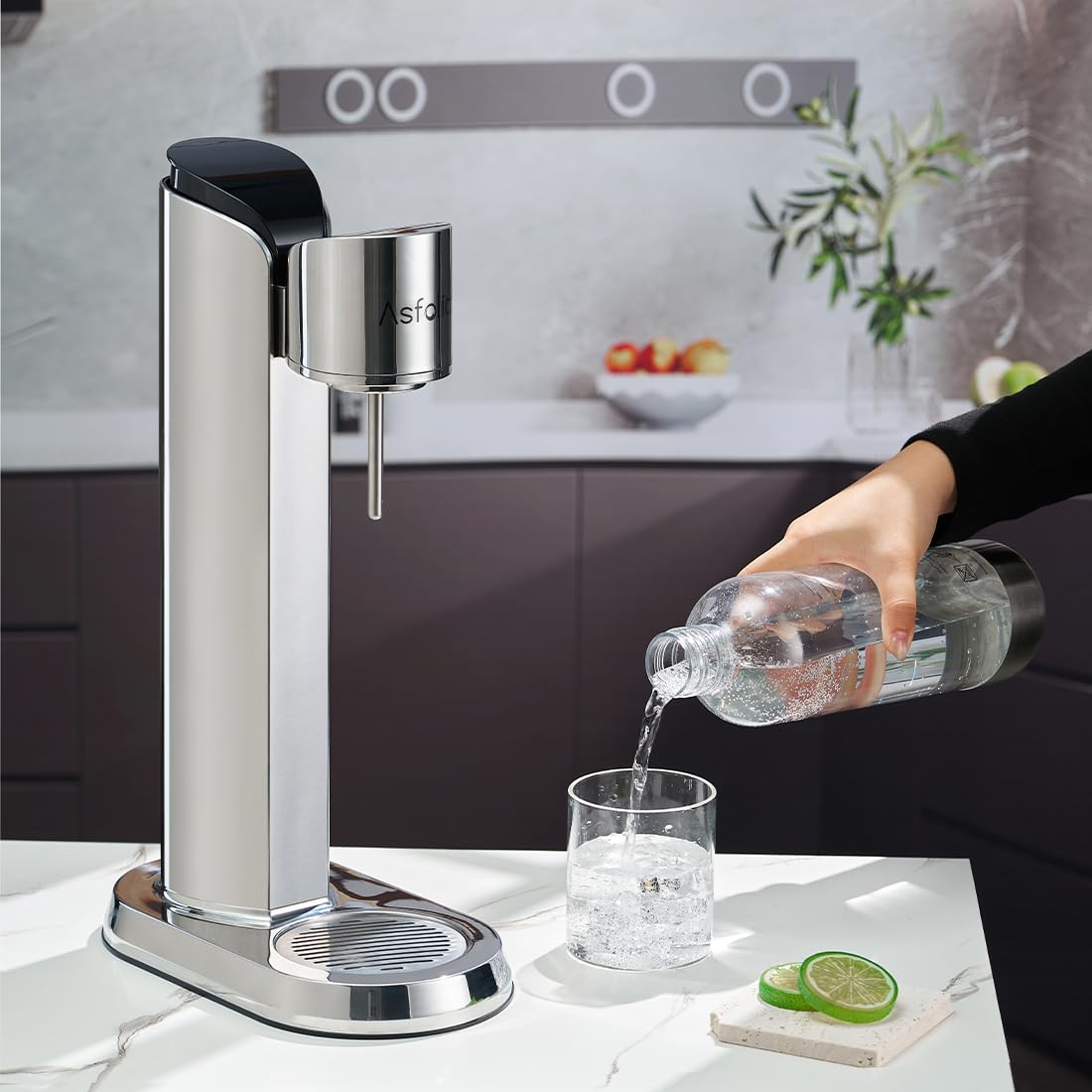 Premium Stainless Steel Sparkling Water Maker & Soda Carbonator Machine - 1L BPA-Free Carbonation Bottle Included (CO2 Cylinder Not Included) | Perfect for Home, Office, Parties & Healthy Hydration
