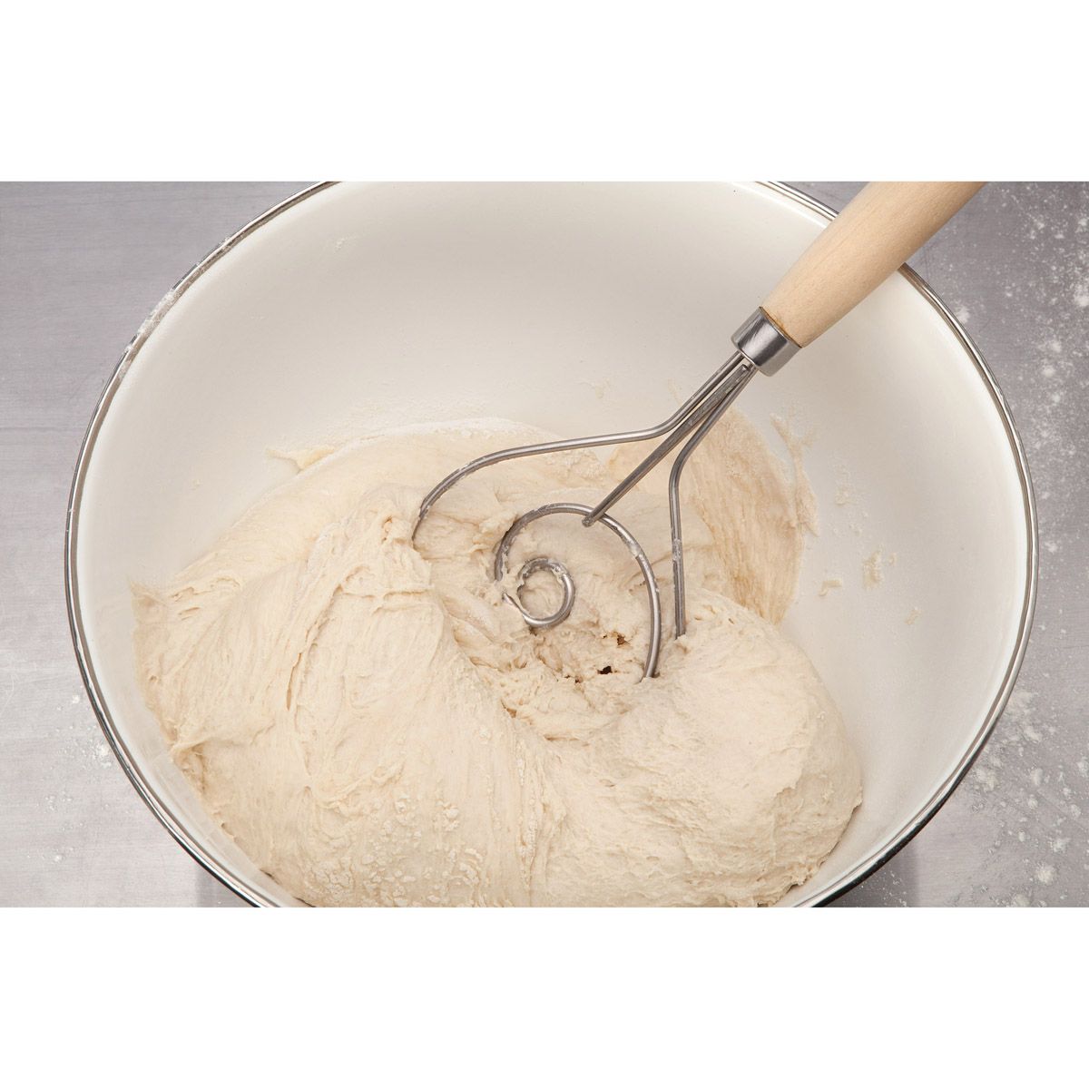 Premium Stainless Steel Dough Whisk - 12 Inch Heavy Duty Mixing Tool for Baking Bread, Pizza Dough & Pastries | Perfect for Home Bakers & Professional Kitchens | Ideal for Mixing, Kneading & Blending Ingredients