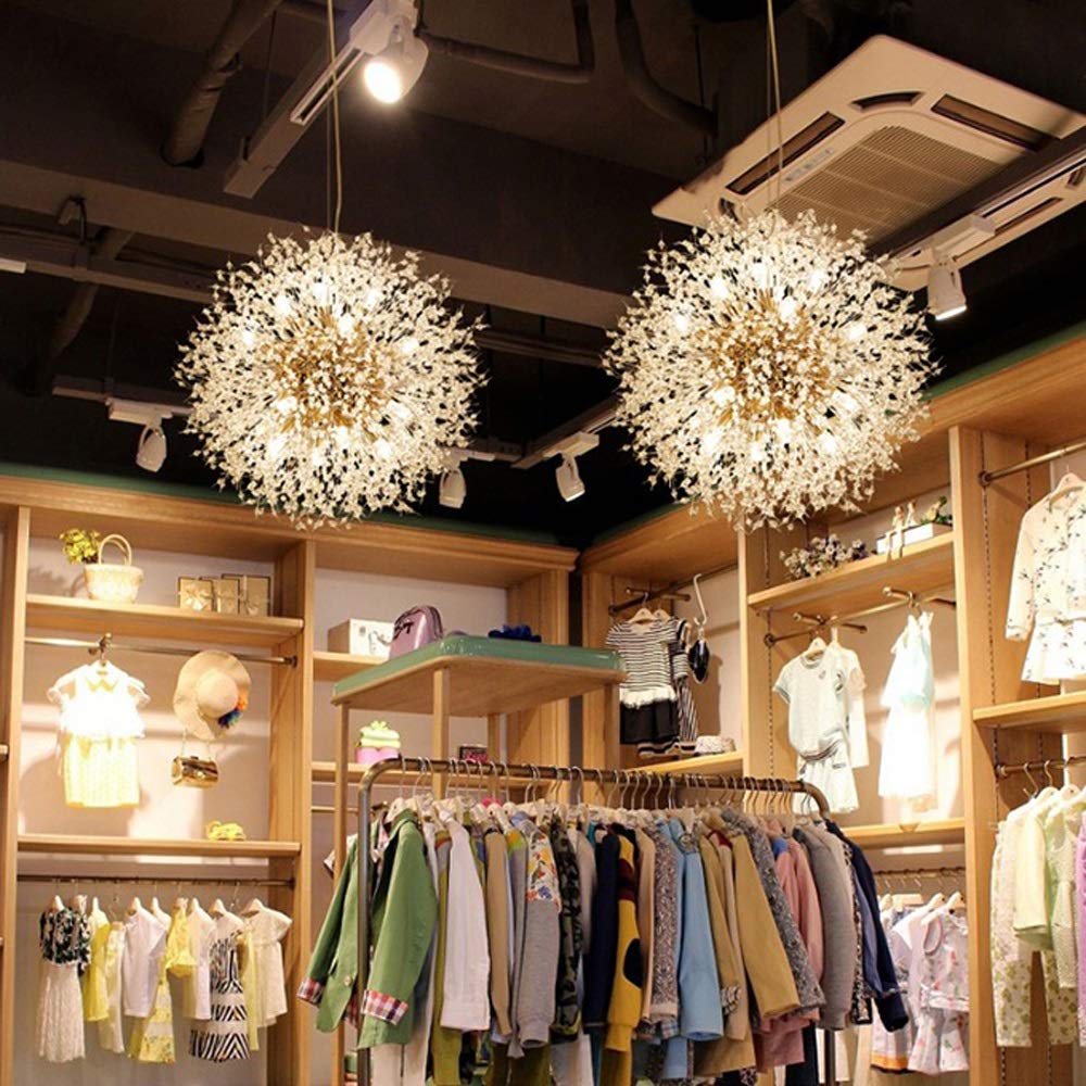 PEHUB Crystal Dandelion LED Chandelier - Modern G9 Pendant Light Fixture for Dining Room, Living Room, Bedroom, Restaurant & Office Decor | Elegant Flush Mount Lighting for Home, Hotel and Commercial Spaces