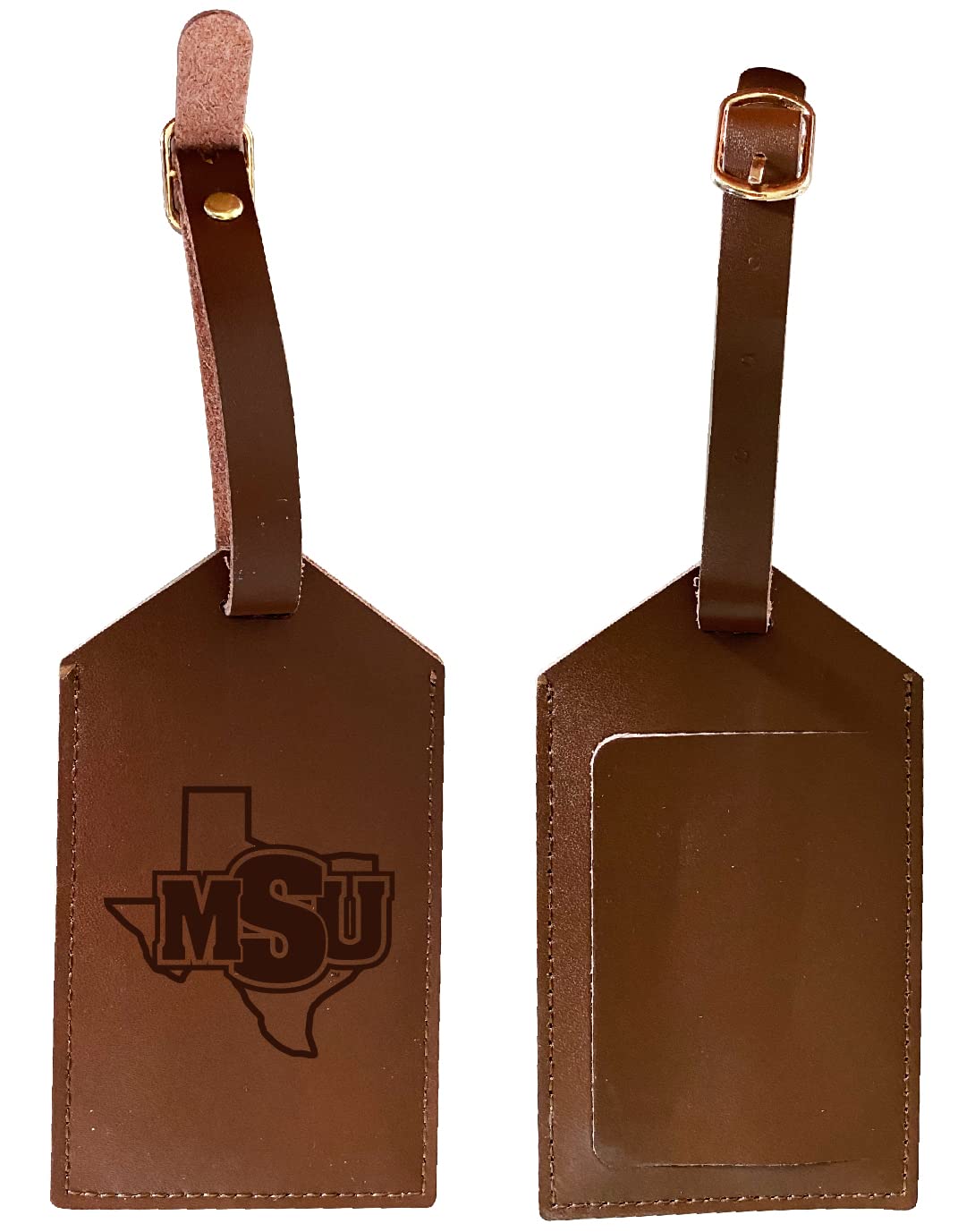 Officially Licensed Midwestern State University Mustangs Leather Luggage Tag - Personalized Engraved College Travel Accessory for Alumni, Students & Fans - Perfect for Suitcases, Backpacks & Duffel Bags