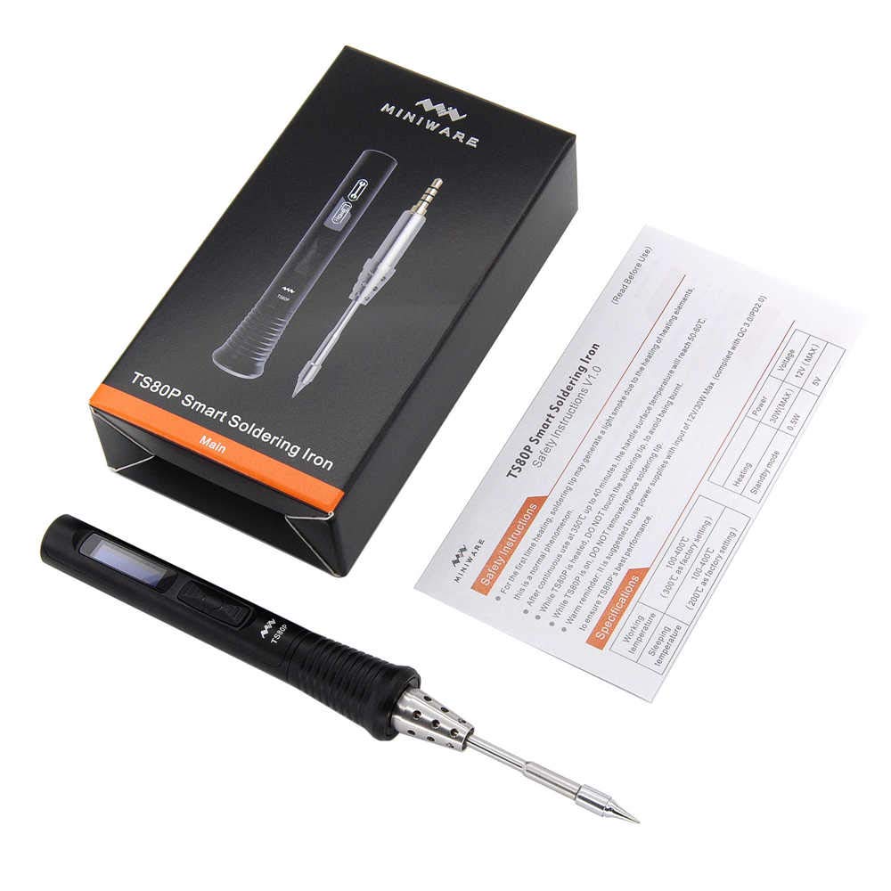 Smart Mini Portable Soldering Iron Station Kit - Fast Heat Up to 572℉, USB Powered with Digital OLED Display, Upgraded TS80P Hot Air Rework Pen - Perfect for Electronics Repair, DIY Projects & PCB Work