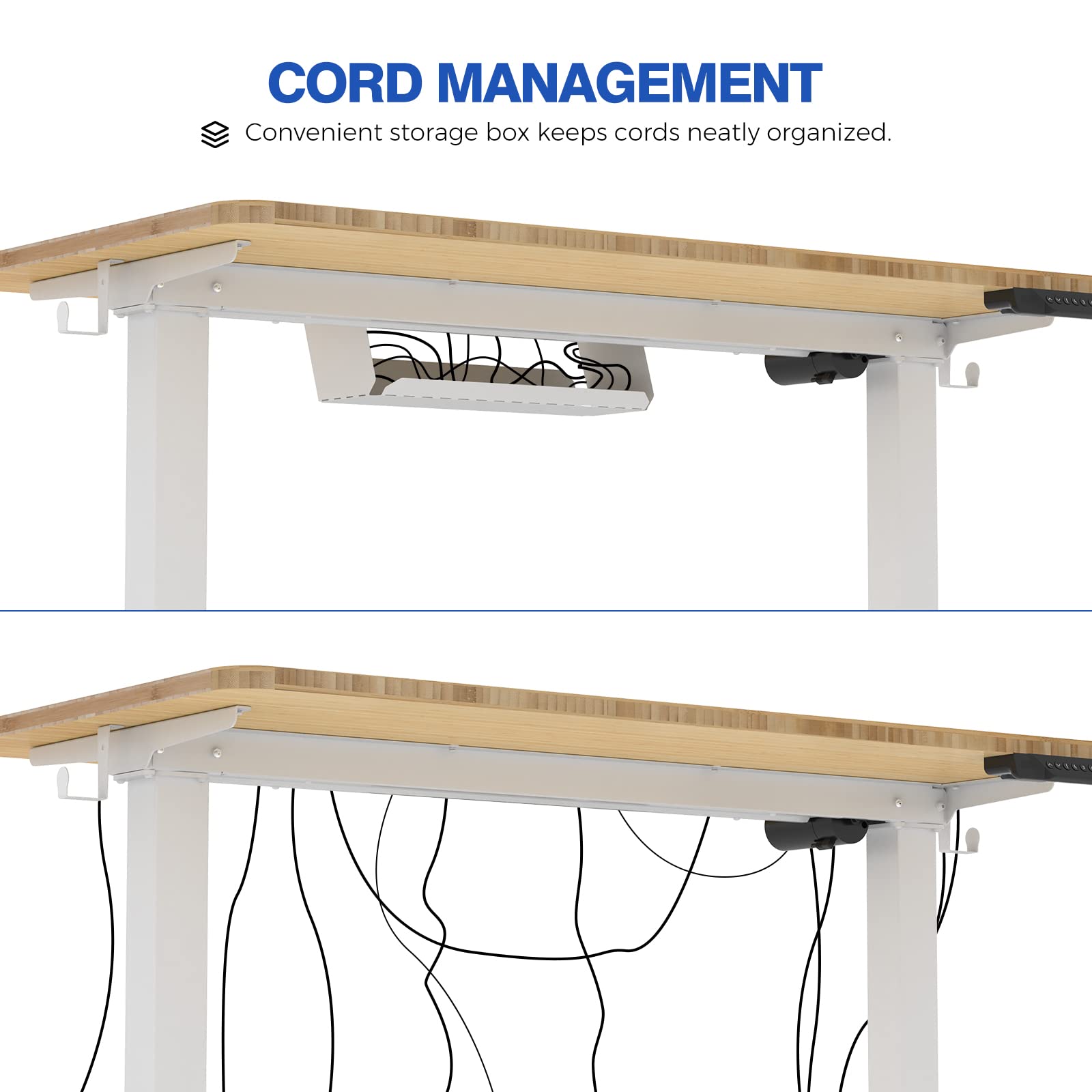 FLEXISPOT Electric Standing Desk 48 x 24 Inches - Adjustable Height Sit Stand Desk with Ergonomic Memory Controller & USB Charging Ports (White Frame & Honey Wheat Desktop) - Perfect for Home Office, Gaming & Workspace Setup