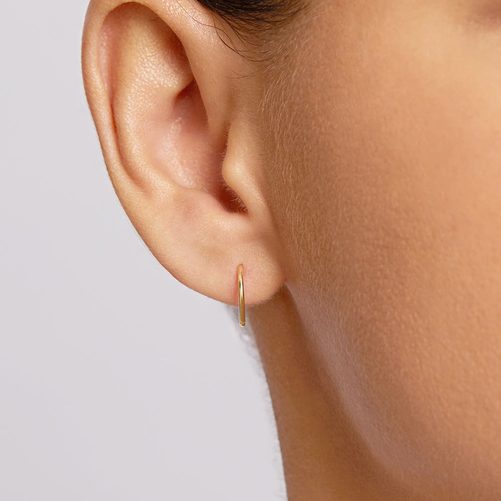 10k Gold Polished Sleeper Earrings for Women – Elegant and Comfortable Hoop Earrings for Everyday Wear, Sleep, and Gifting