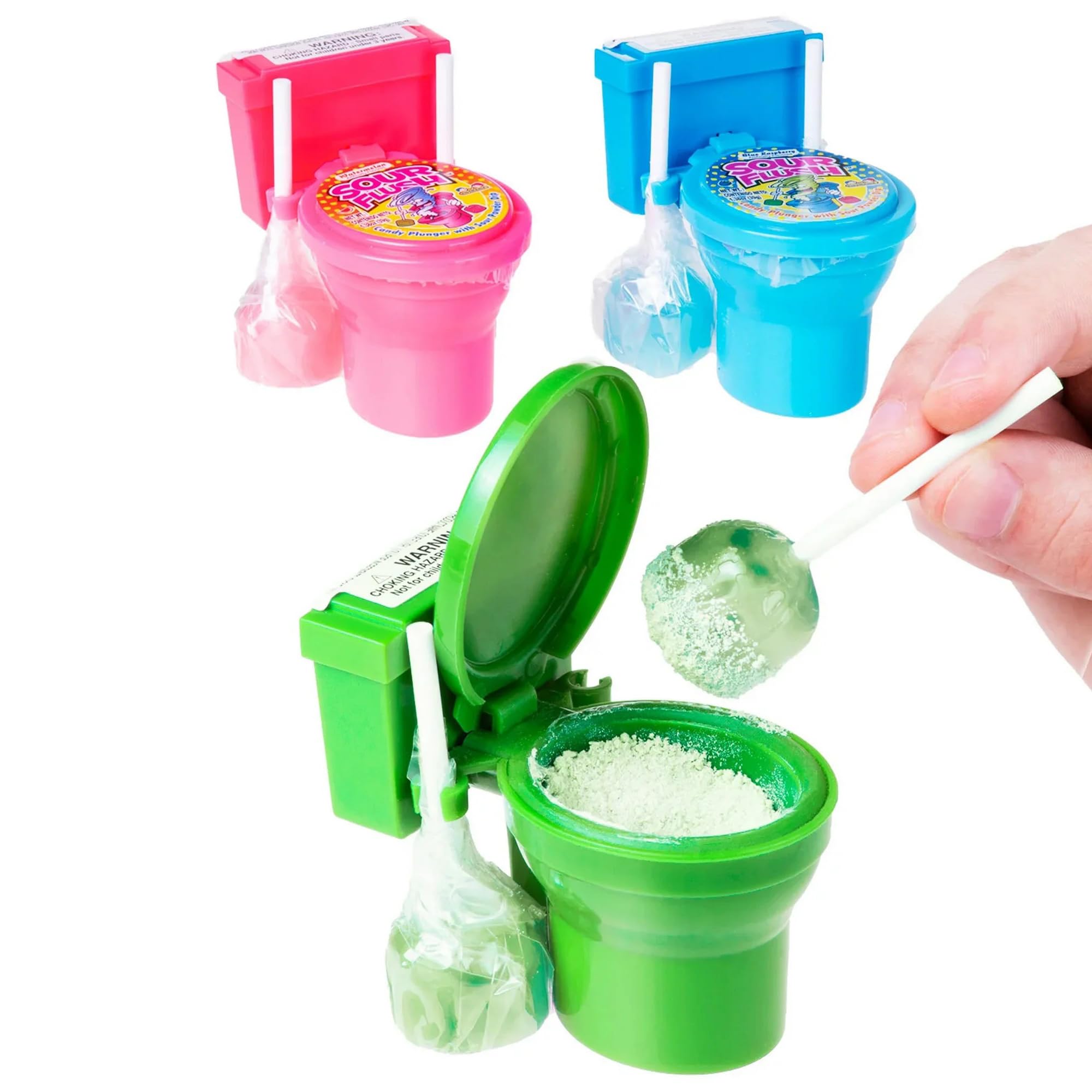 Sour Flush Toilet Candy 12-Pack - 3 Fun Flavors for Prank Gifts & Parties