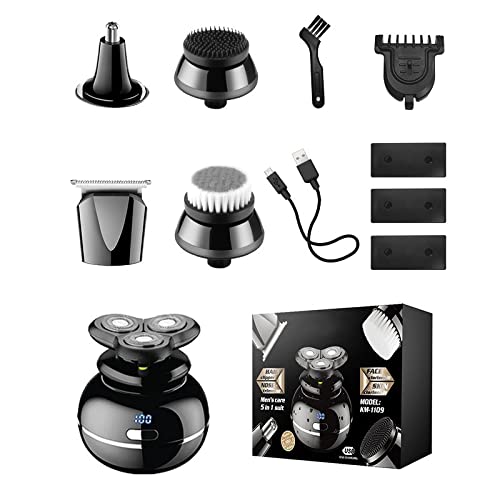 5-in-1 Rechargeable Electric Razor for Men - Wet/Dry Beard Shaver, Body Groomer & Hair Trimmer | Waterproof Face & Body Shaving Kit | Perfect for Travel, Gym & Daily Grooming