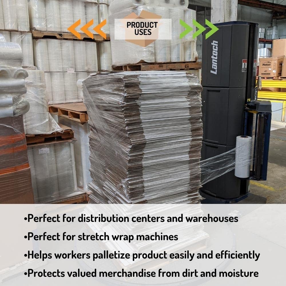 Industrial Packing Plastic Wrap - Heavy Duty Cast Machine Stretch Film, 19.7 Inch x 5000 Feet, 80 Gauge (40 Rolls) - Perfect for Warehouse, Shipping & Pallet Securing